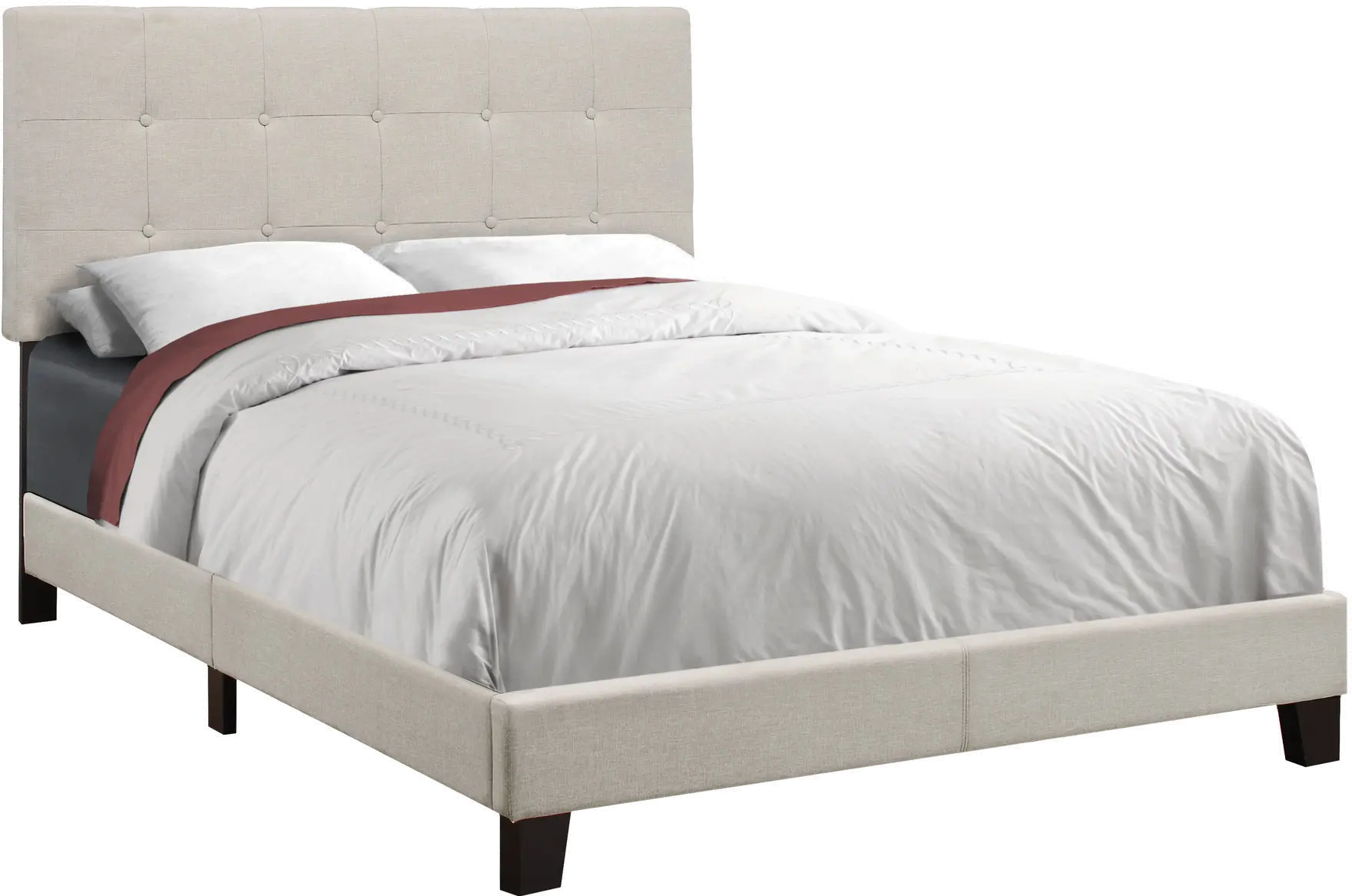 Contemporary Beige Full Upholstered Bed-3