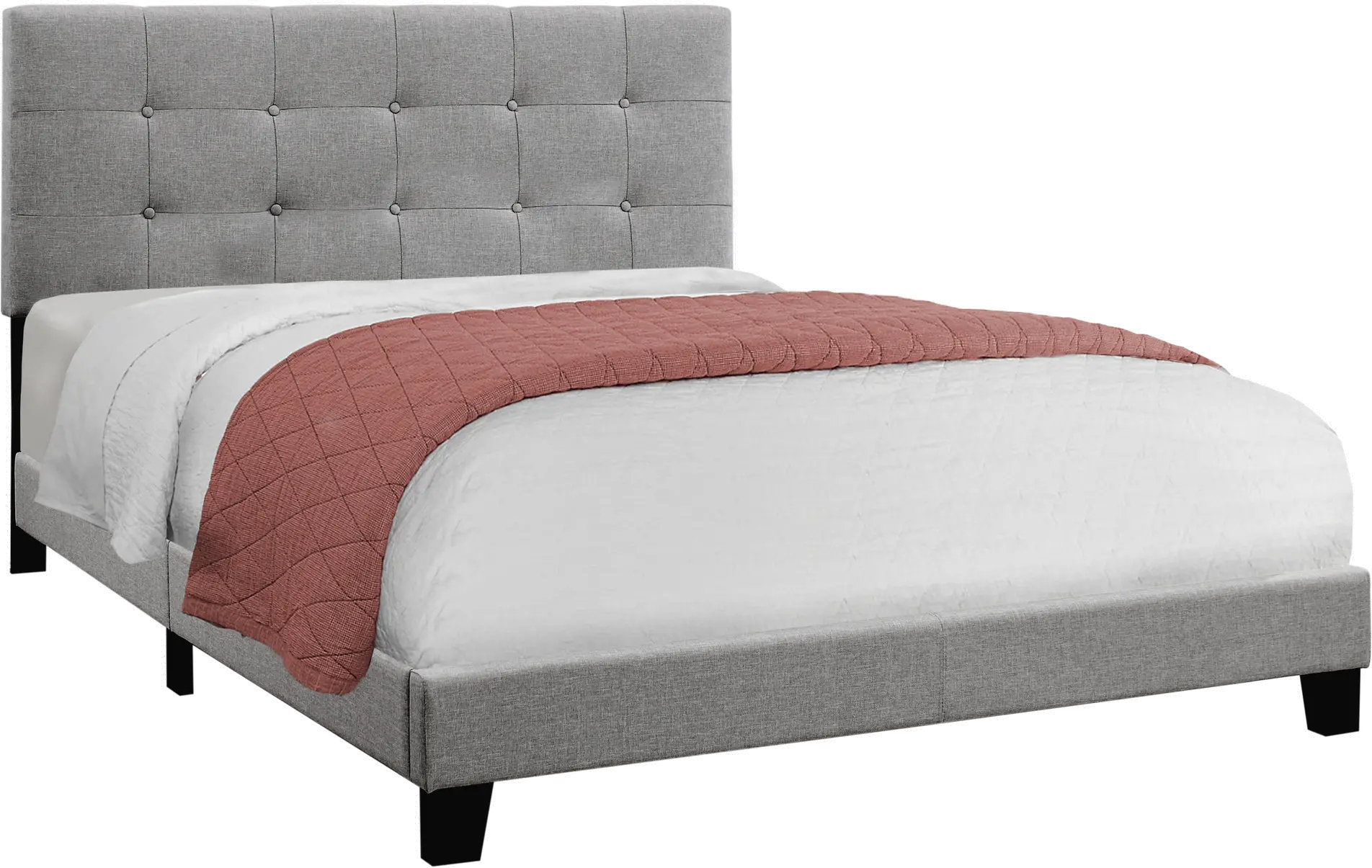 Contemporary Gray Queen Upholstered Bed-3