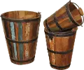 Small Antique Wooden Bucket with Handle