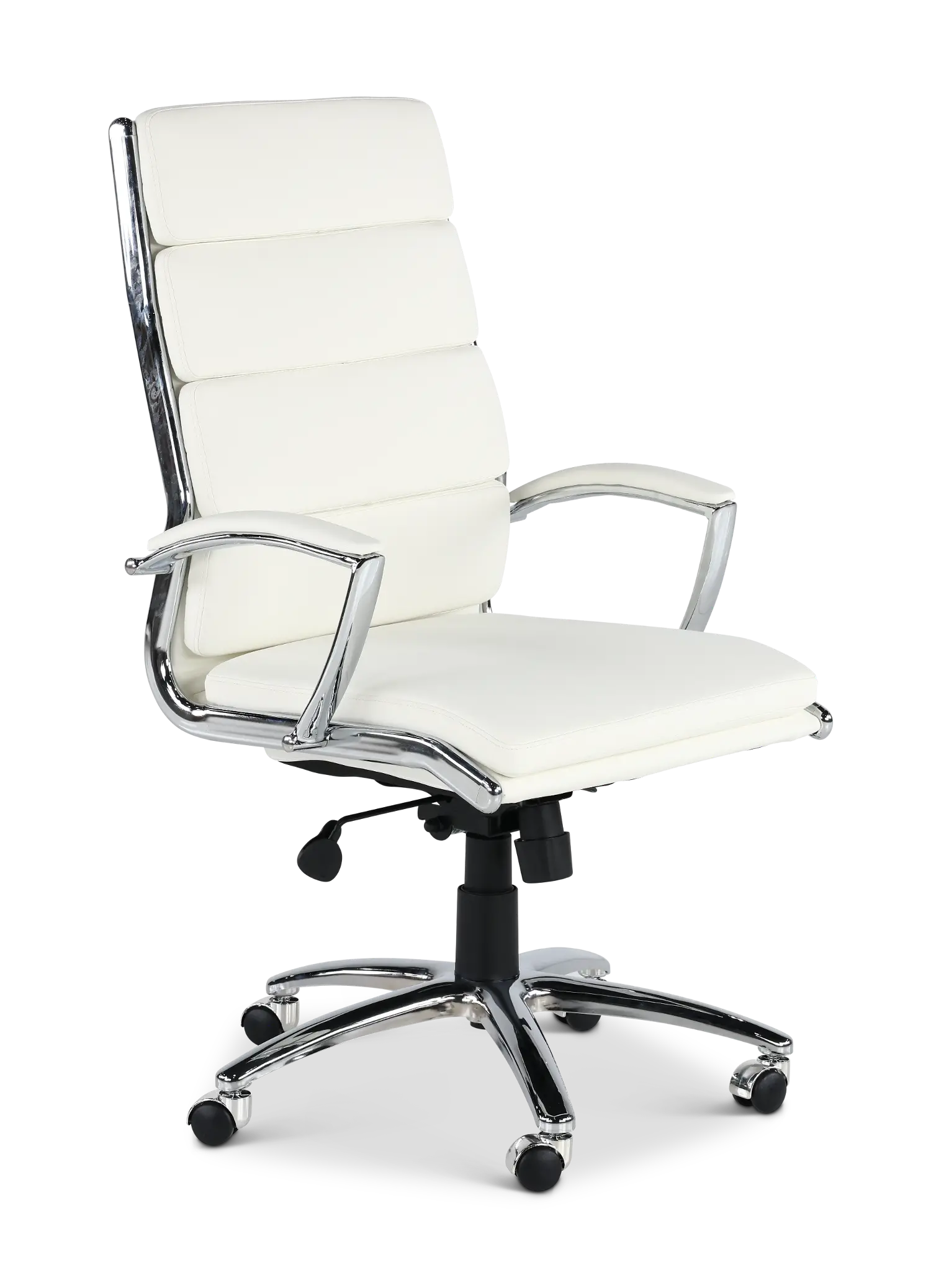 Modern White Office Chair with Padded Armrest-1