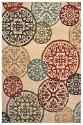 Laurel 5 x 7 Circle Red, Blue, and Green Area Rug