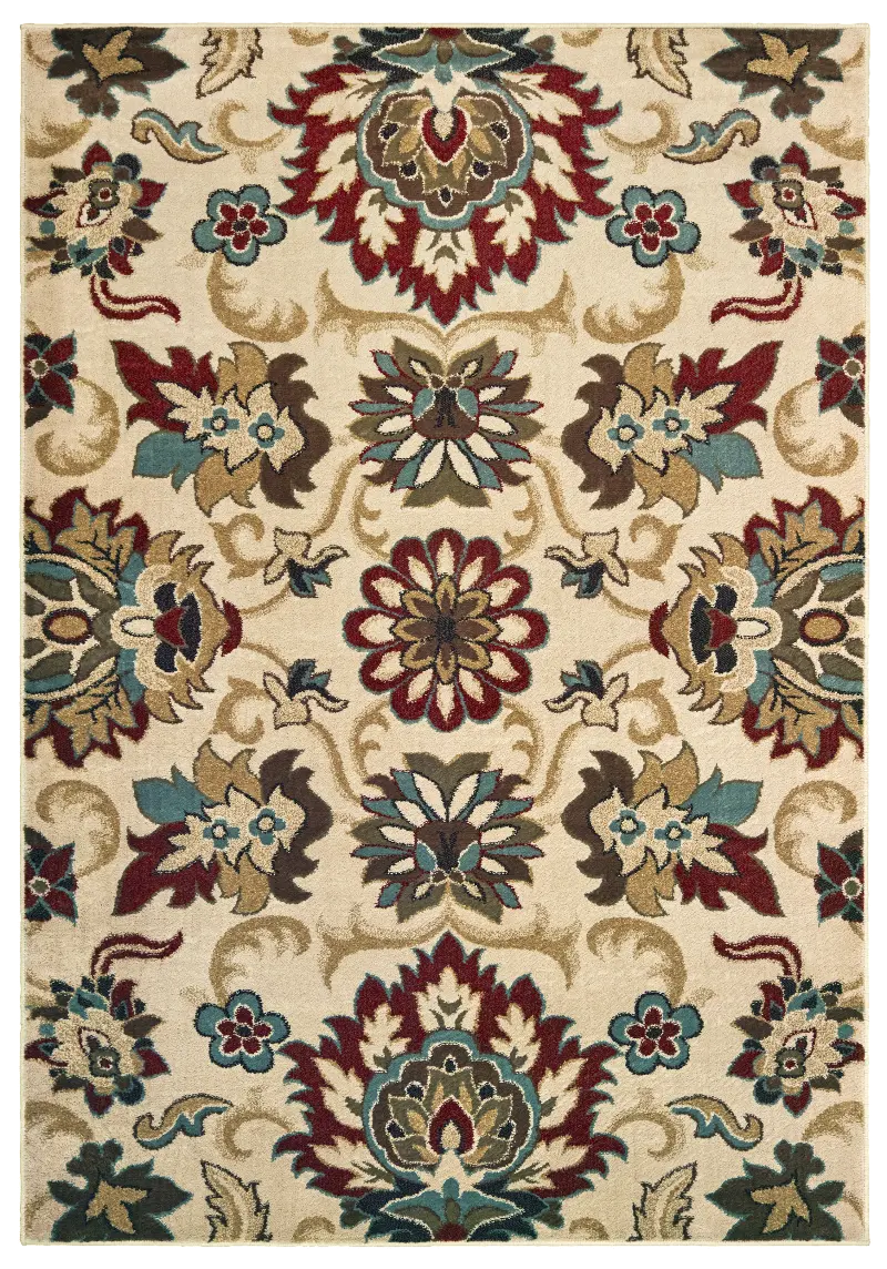 Laurel 5 x 7 Floral Red, Blue, and Green Area Rug