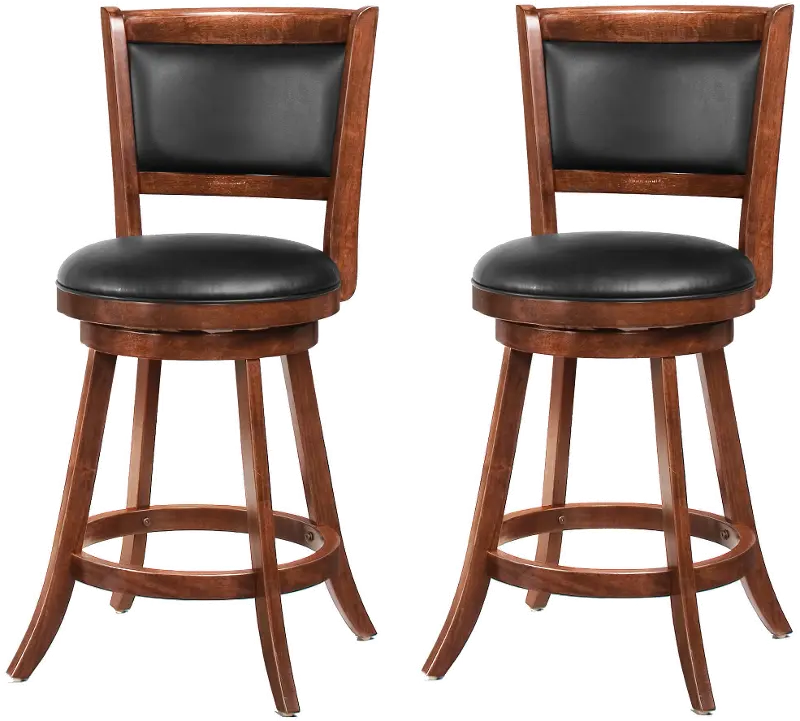 Antonie Brown and Black Swivel Counter Height Stool, Set of 2