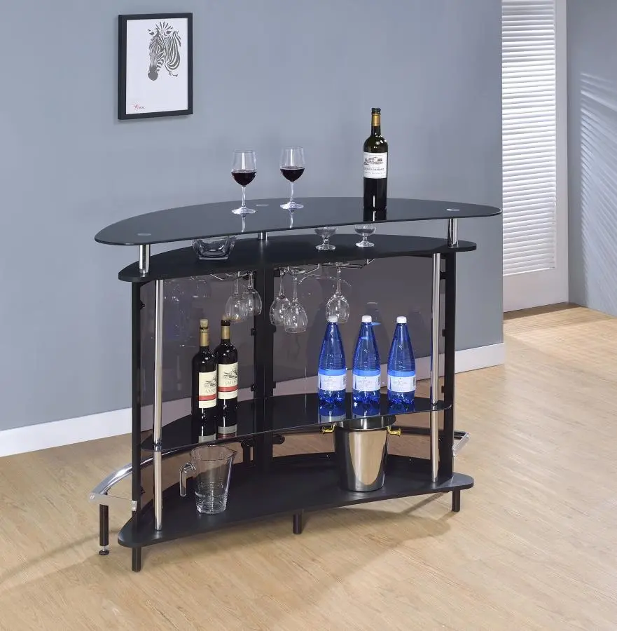 Anibal Modern Black and Chrome Bar Set-2