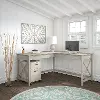 KWS013WG Key West Washed Gray L Shaped Desk with Mobile File Cabinet - Bush Furniture