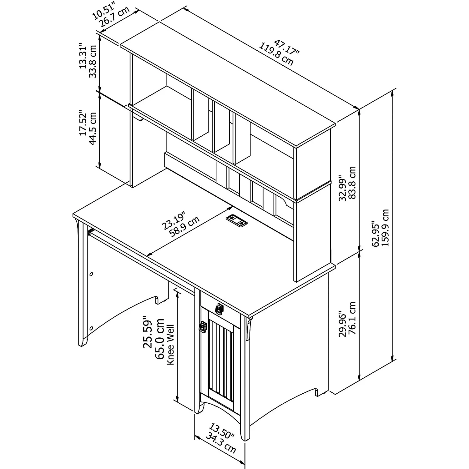 MY72308-03 Cape Cod Gray Computer Desk with Hutch-3