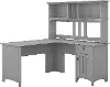 SAL004CG Salinas Gray L Shaped Pedestal Desk with Hutch