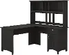 SAL004VB Salinas Black L Shaped Pedestal Desk with Hutch