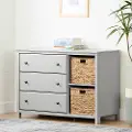 12138 Cotton Candy Gray 3 Drawer Dresser with Baskets - South Shore