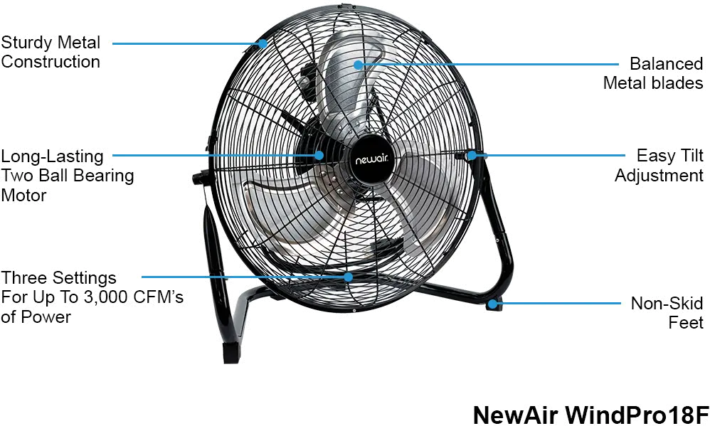 WINDPRO18F Newair 18 High Velocity Portable Floor Fan-9