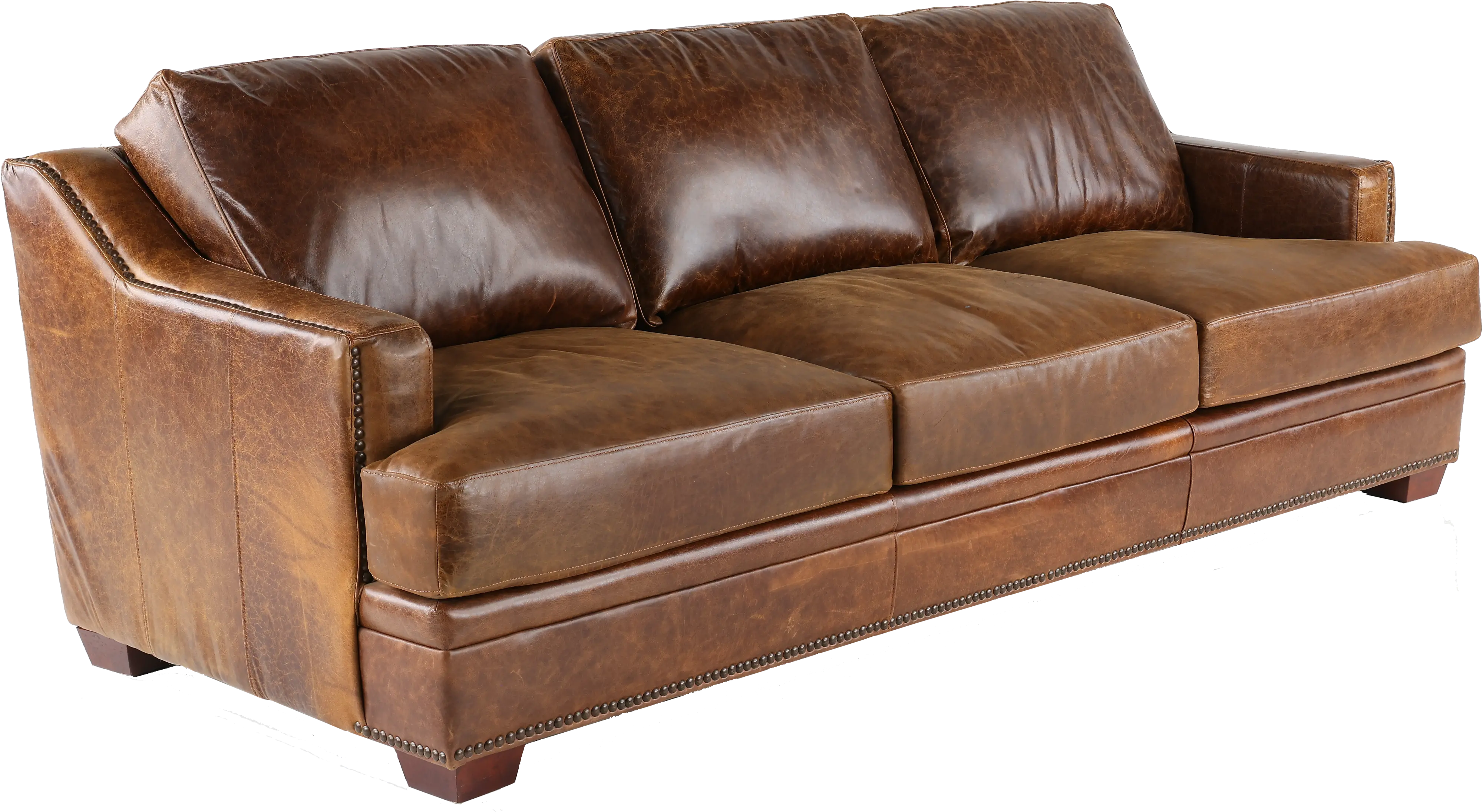 Antique Brown Leather Sofa-10