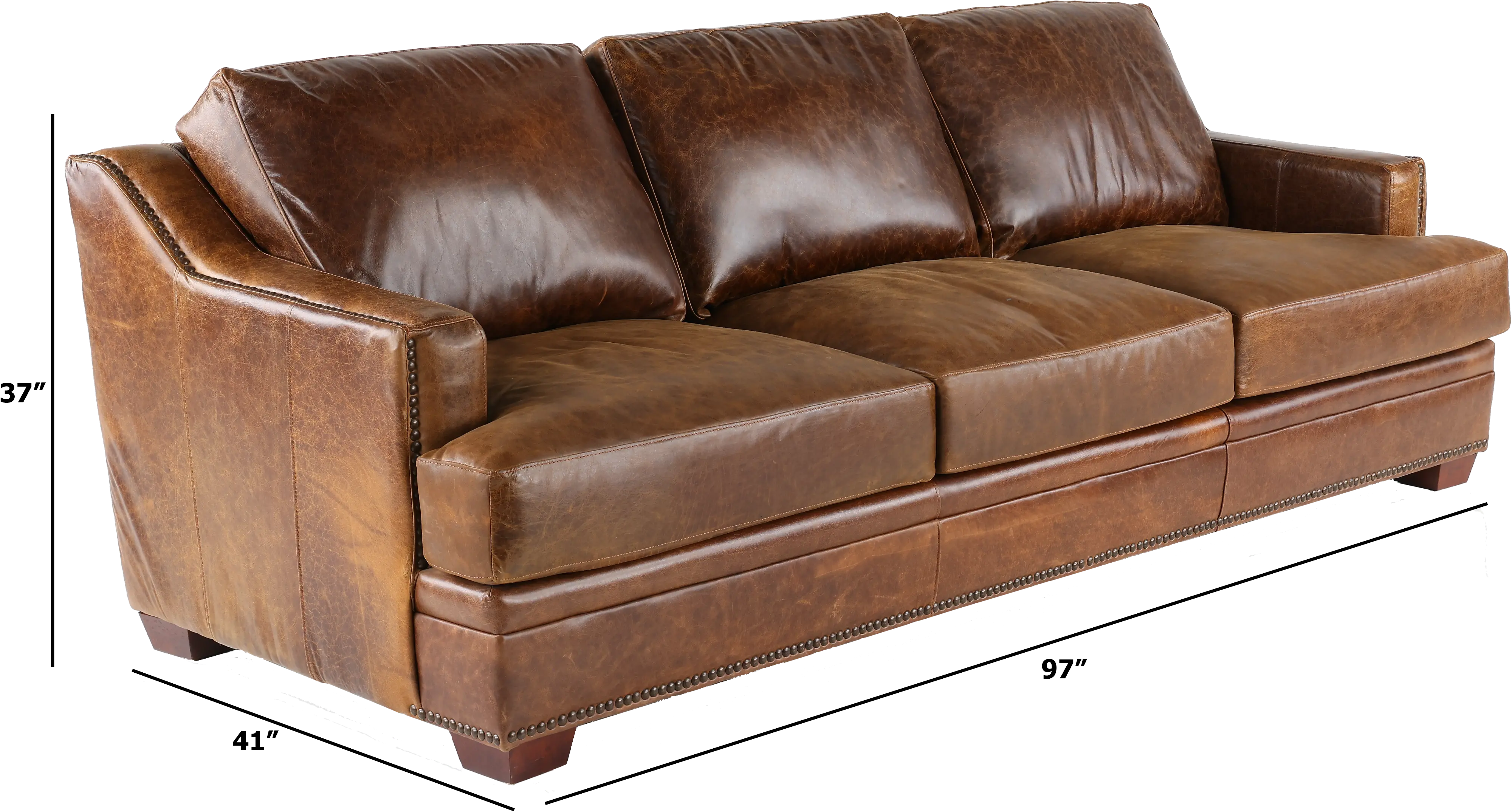 Antique Brown Leather Sofa-11