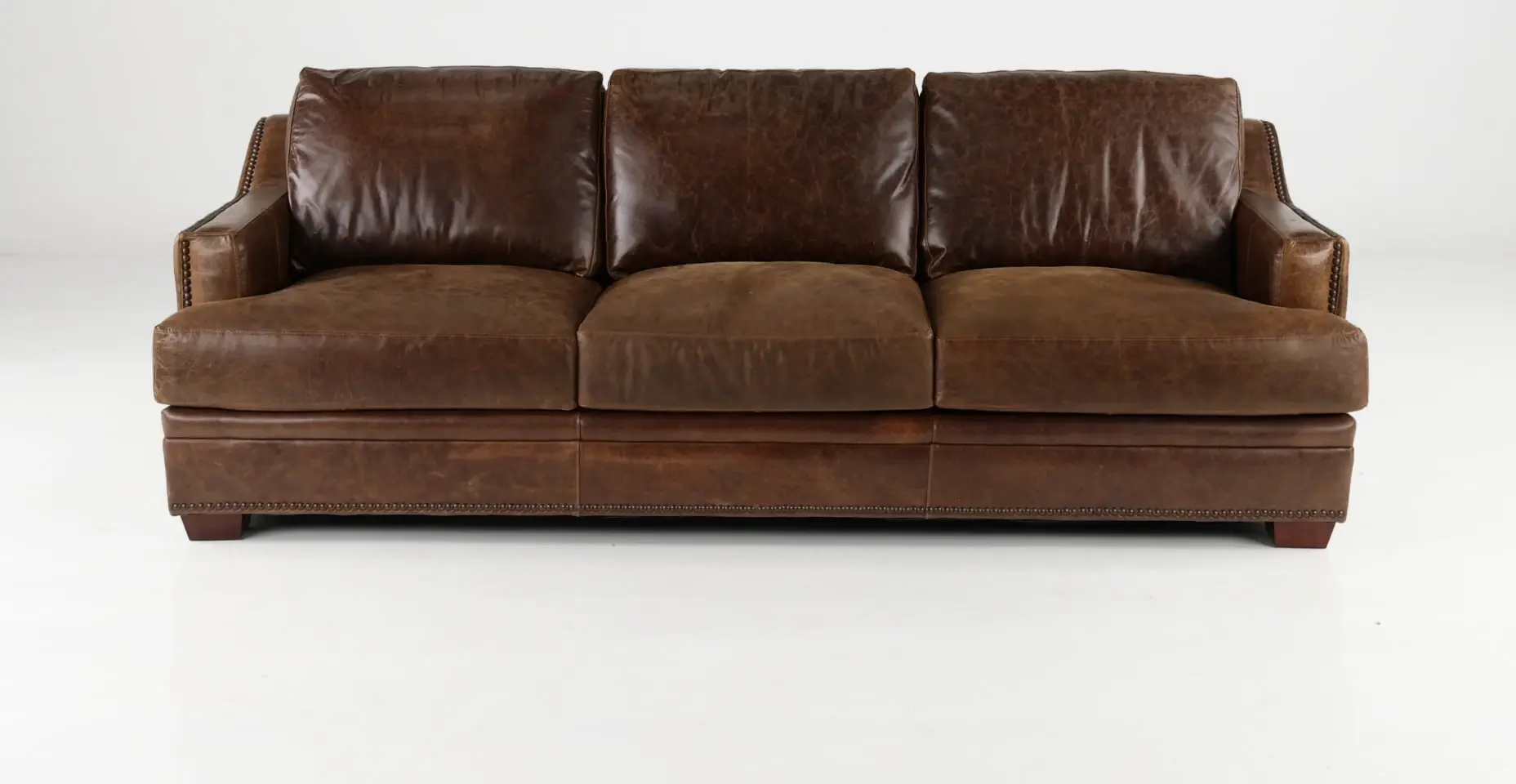 Antique Brown Leather Sofa-12