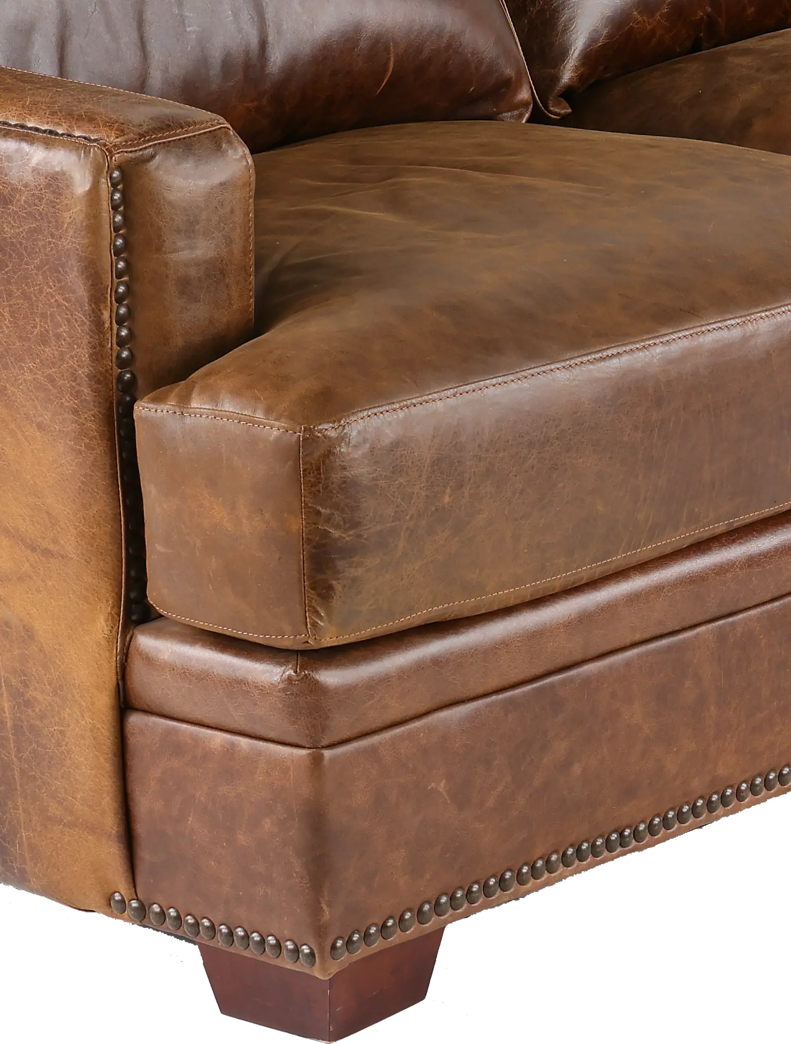Antique Brown Leather Sofa-14