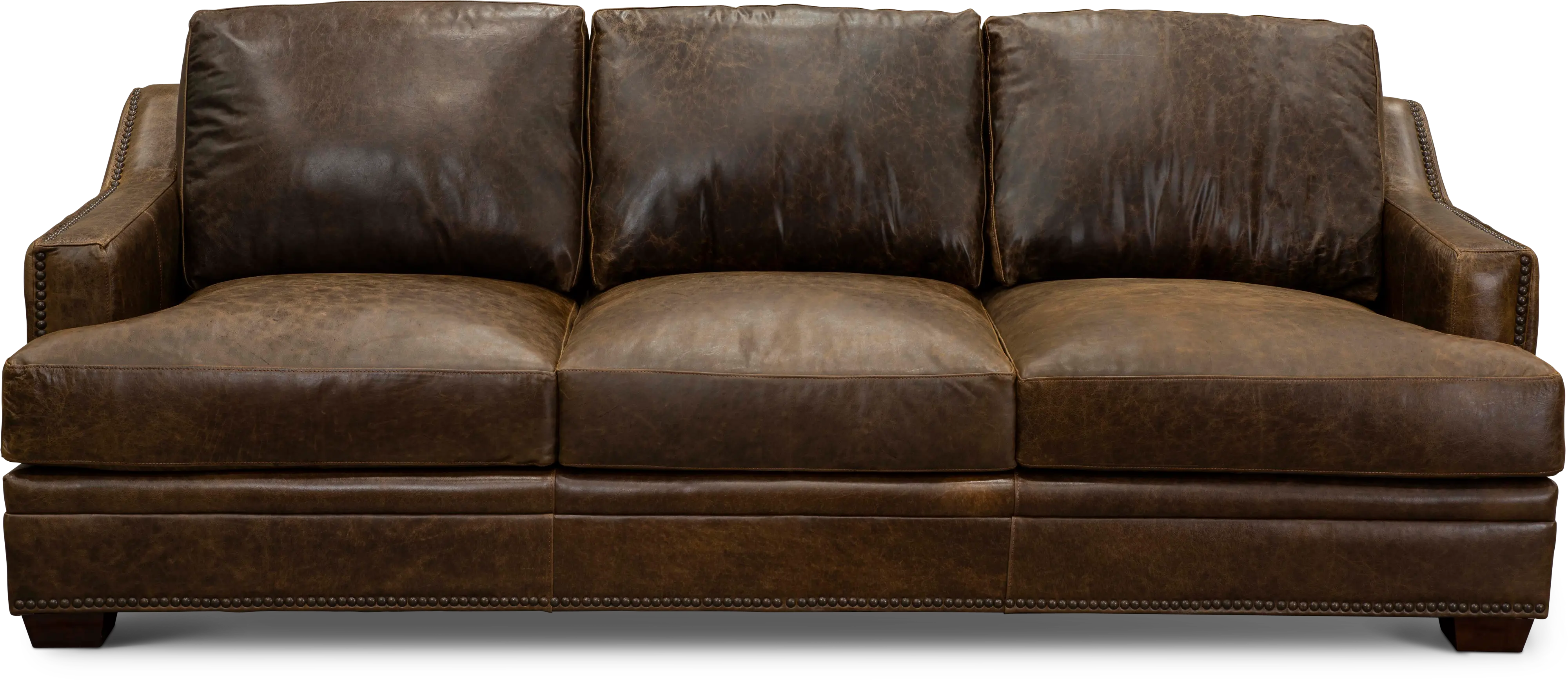 Antique Brown Leather Sofa-16