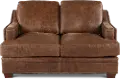 Antique Brown Leather Loveseat