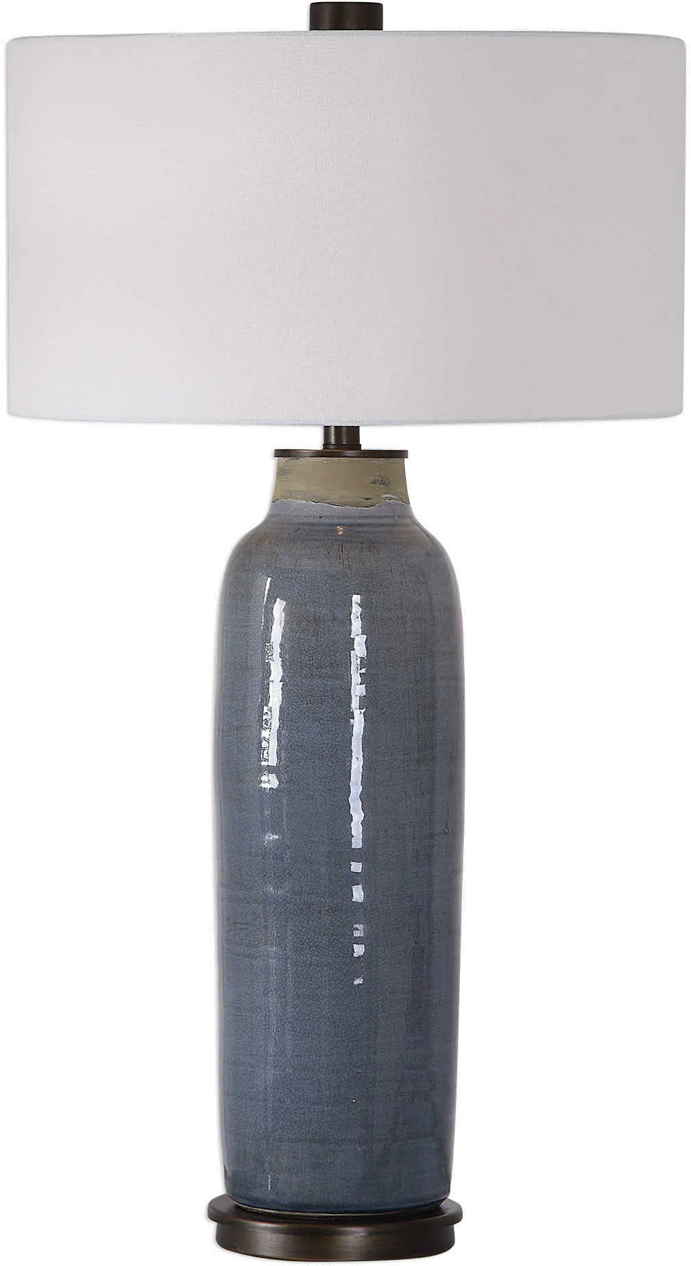 Blue Glazed Finish Table Lamp with Oil Rubbed Bronze Accents-1