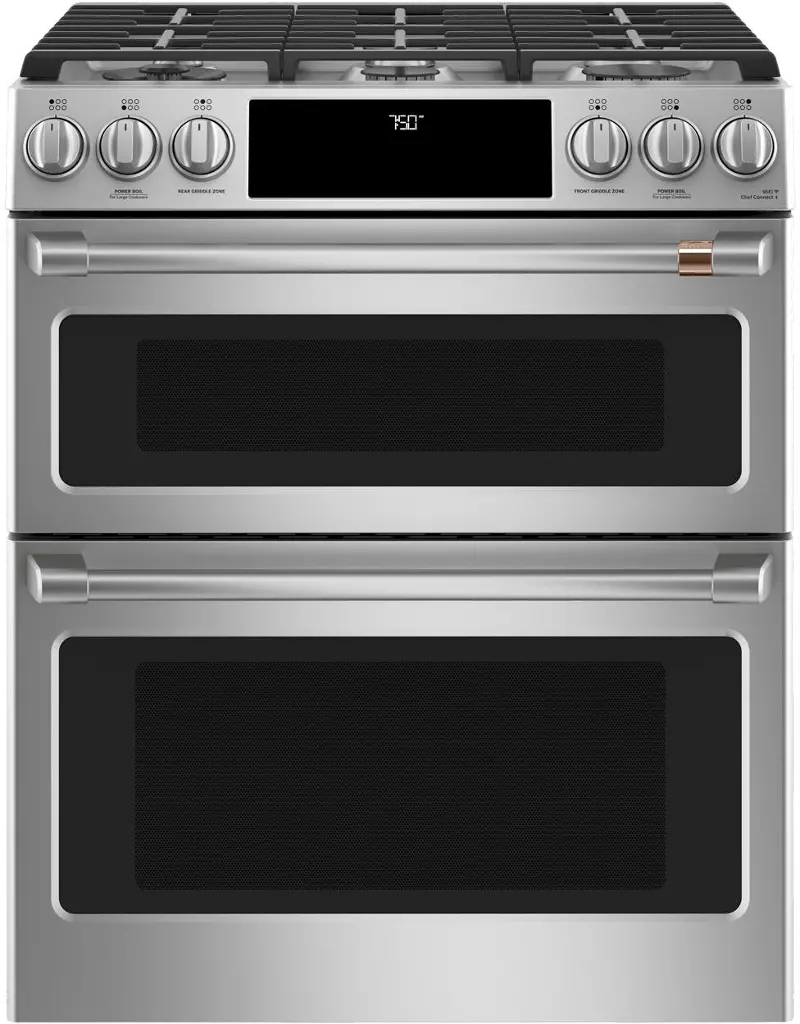 Cafe 6.7 cu ft Double Oven Gas Range - Stainless Steel