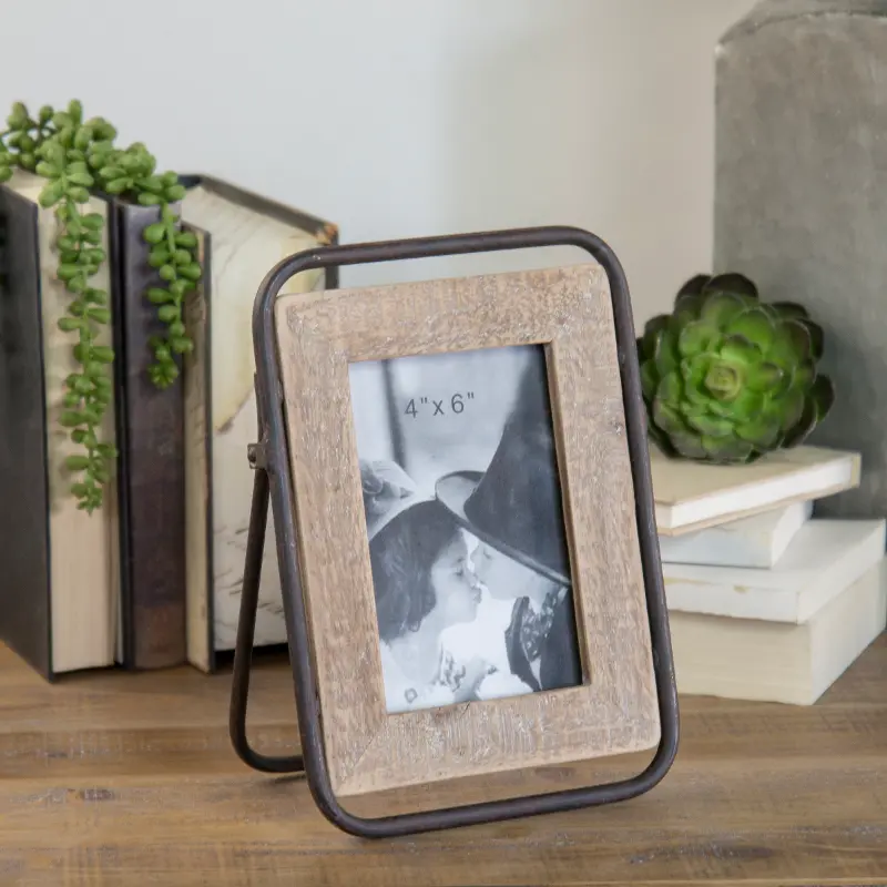 Brown Wood and Metal Picture Frame