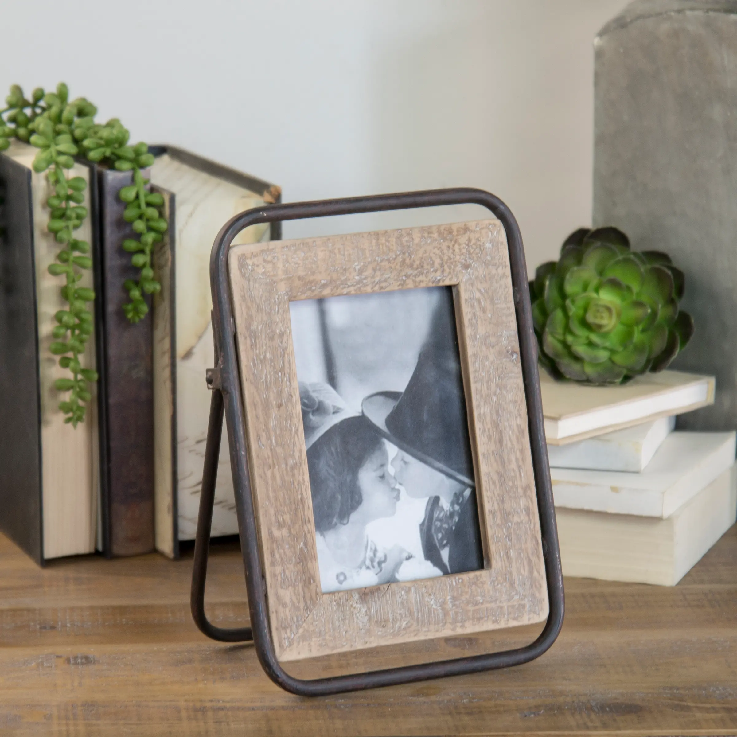 Brown Wood and Metal Picture Frame-3
