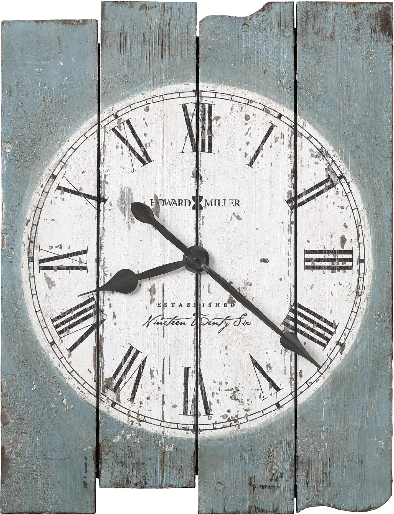 Hand Painted Antique Blue Plank Wall Clock - Mack Road