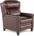 Dart Walnut Brown Leather-Match High Leg Power Recliner
