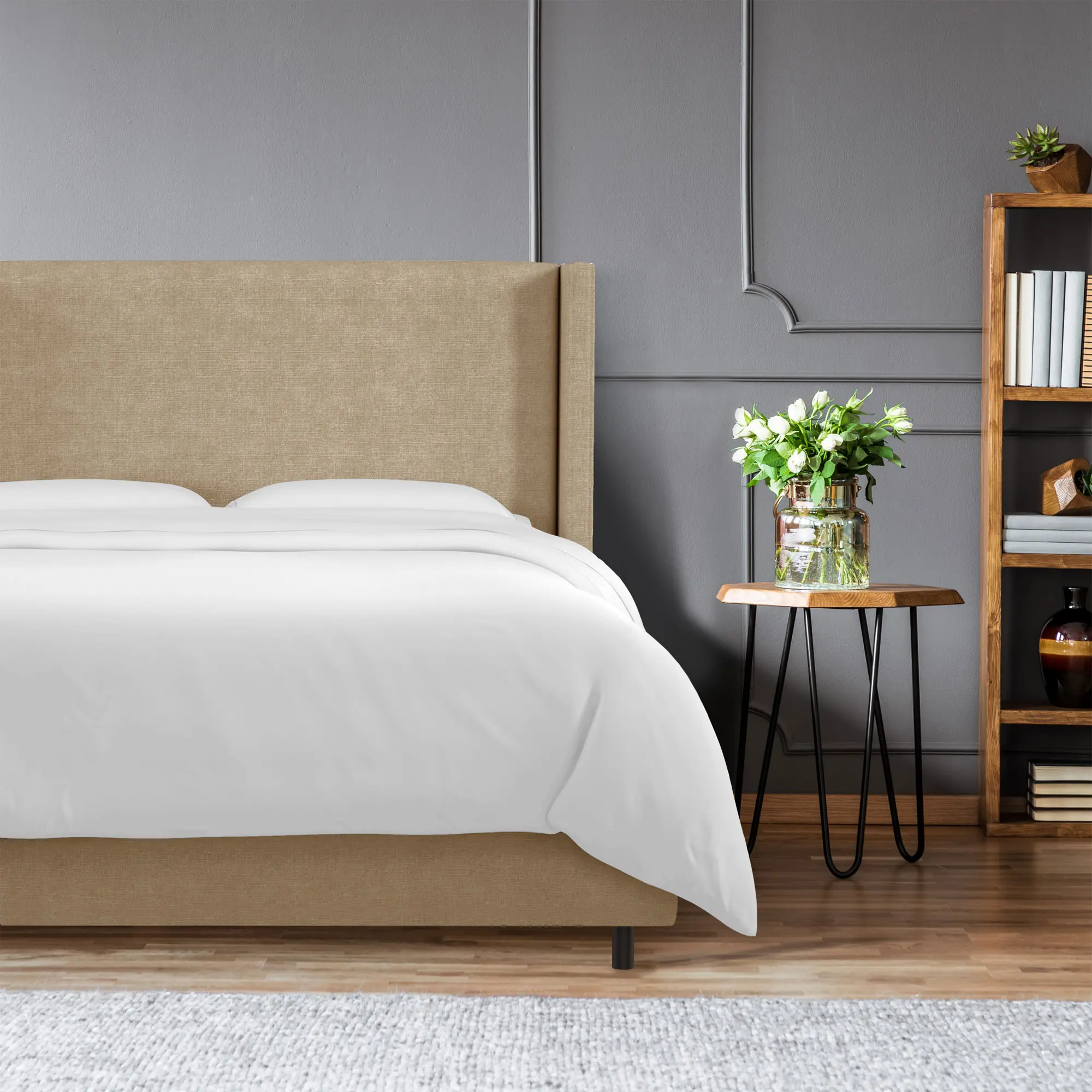 503BEDLNNSND Penelope Tan Upholstered Wingback King Bed - Skyline Furniture-2