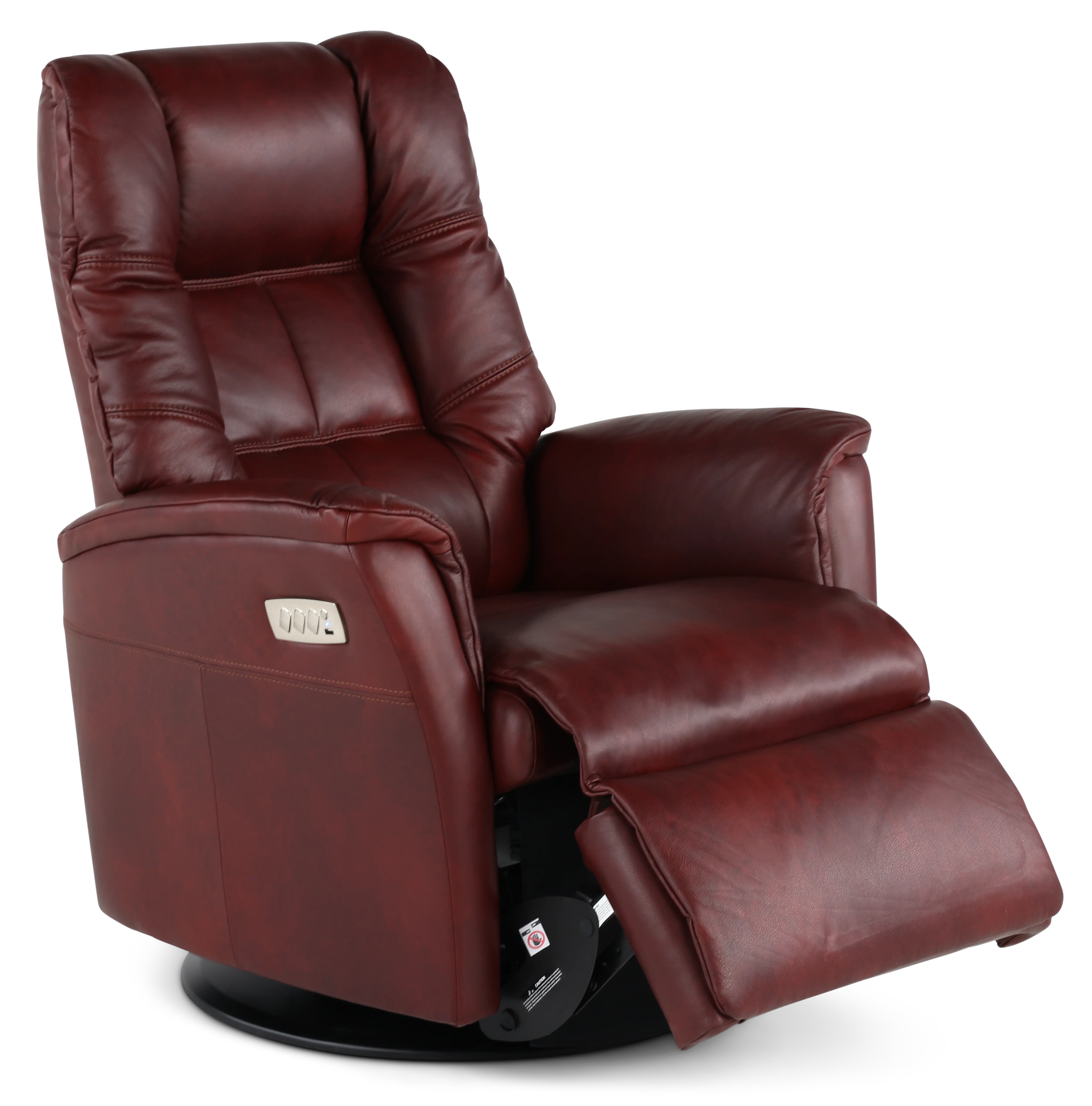 Boston Burgundy Leather Standard Swivel Glider Power Recliner-4