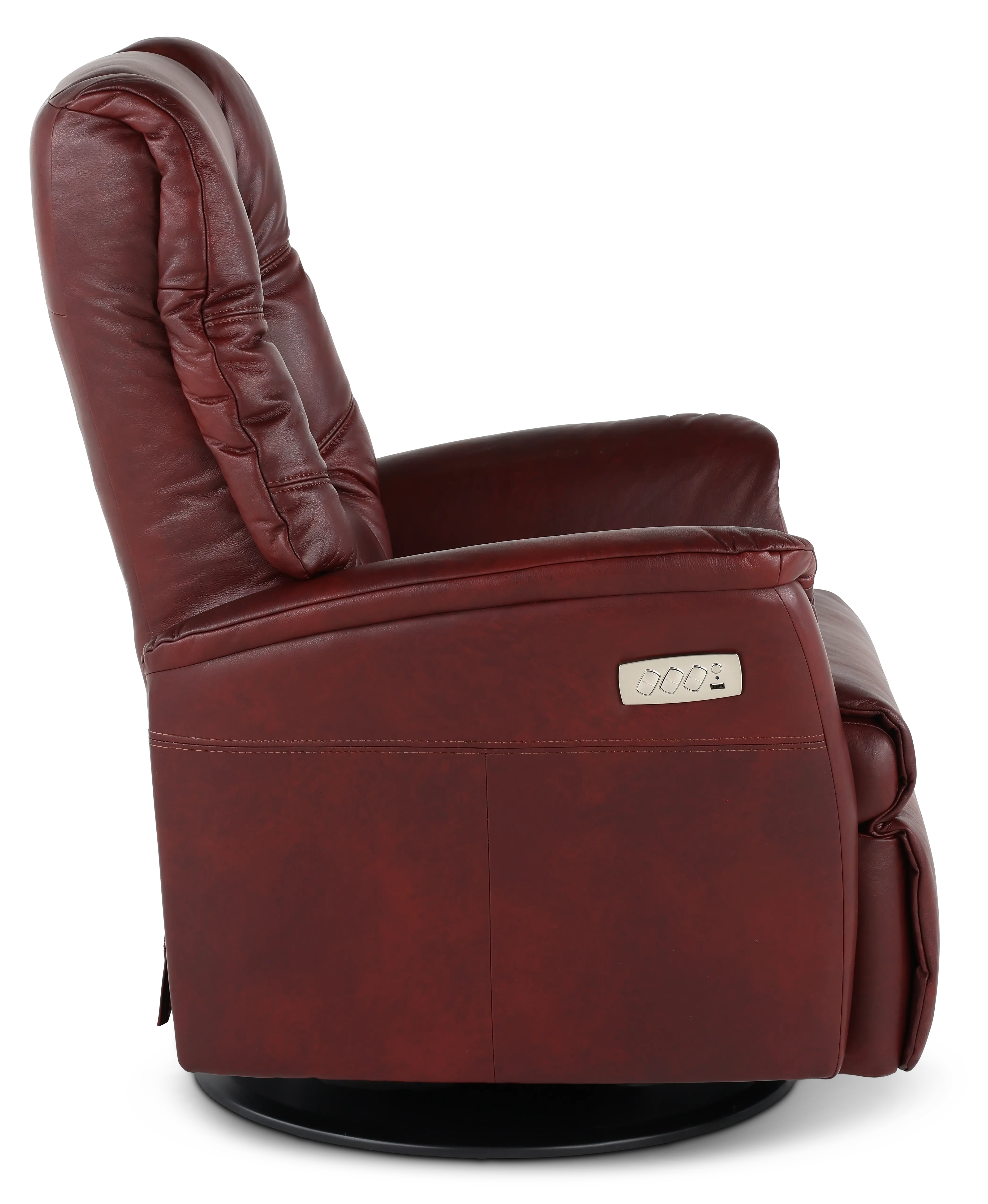 Boston Burgundy Leather Standard Swivel Glider Power Recliner-5