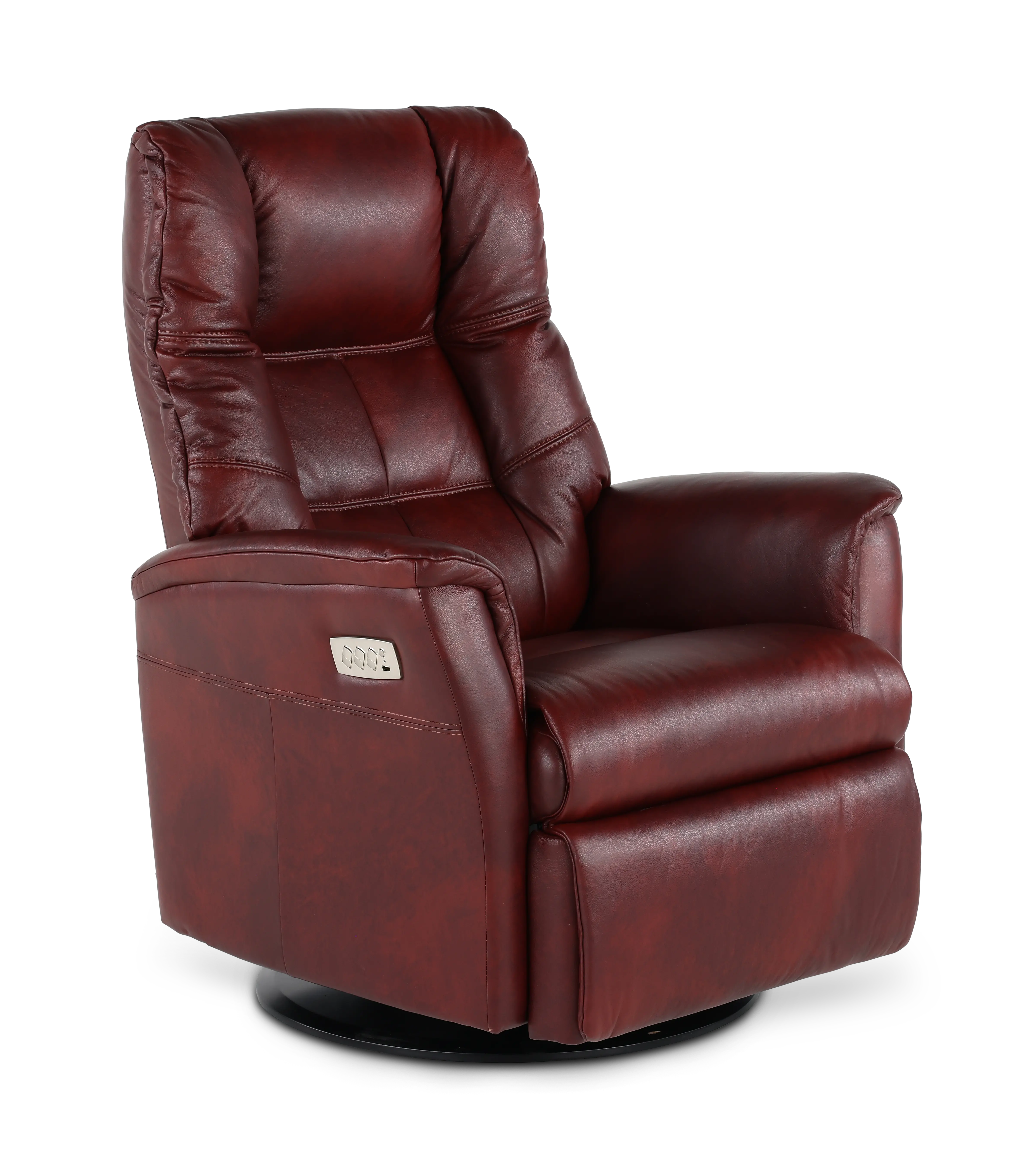 Boston Burgundy Leather Large Swivel Glider Power Recliner-1