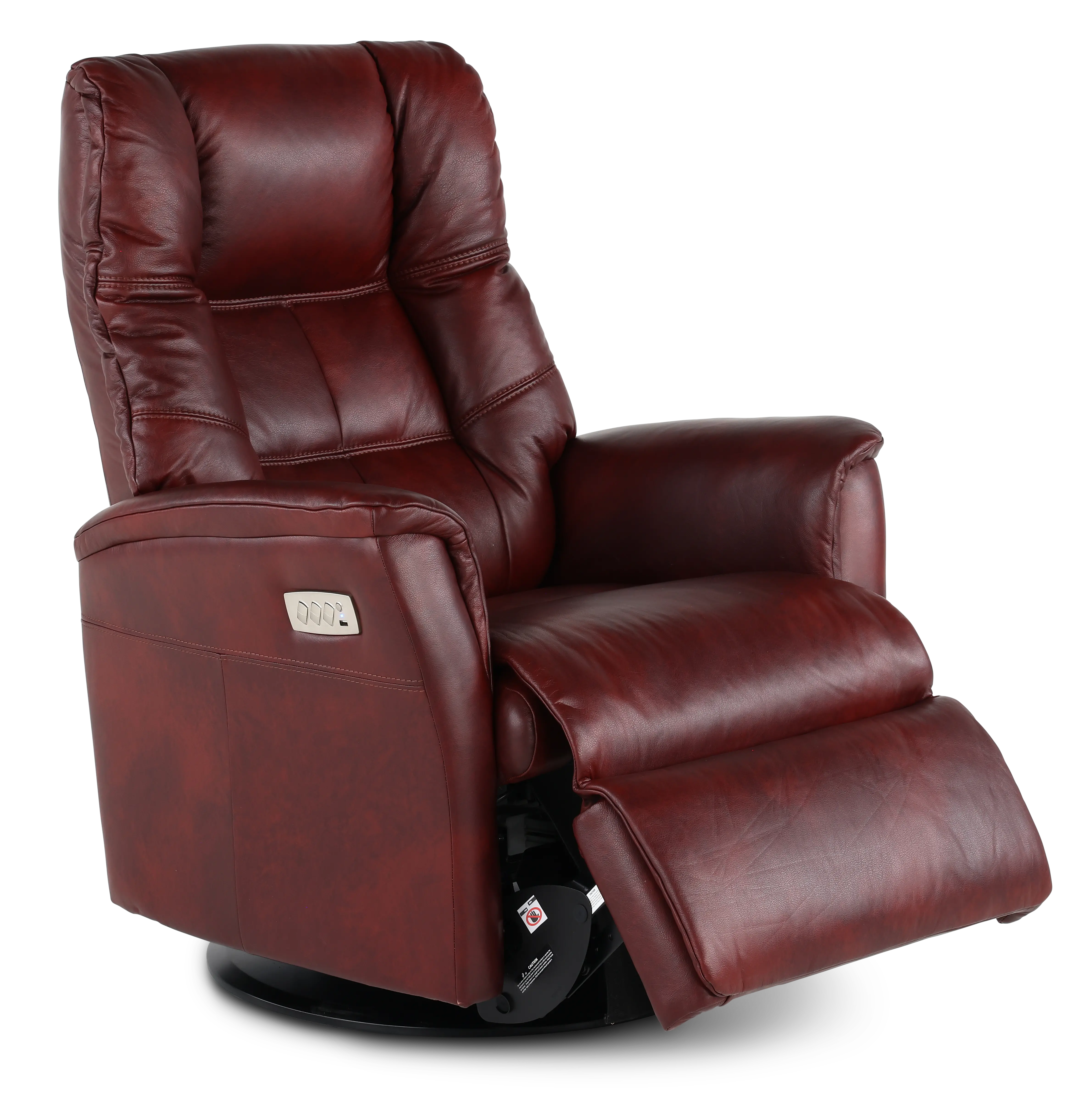 Boston Burgundy Leather Large Swivel Glider Power Recliner-4