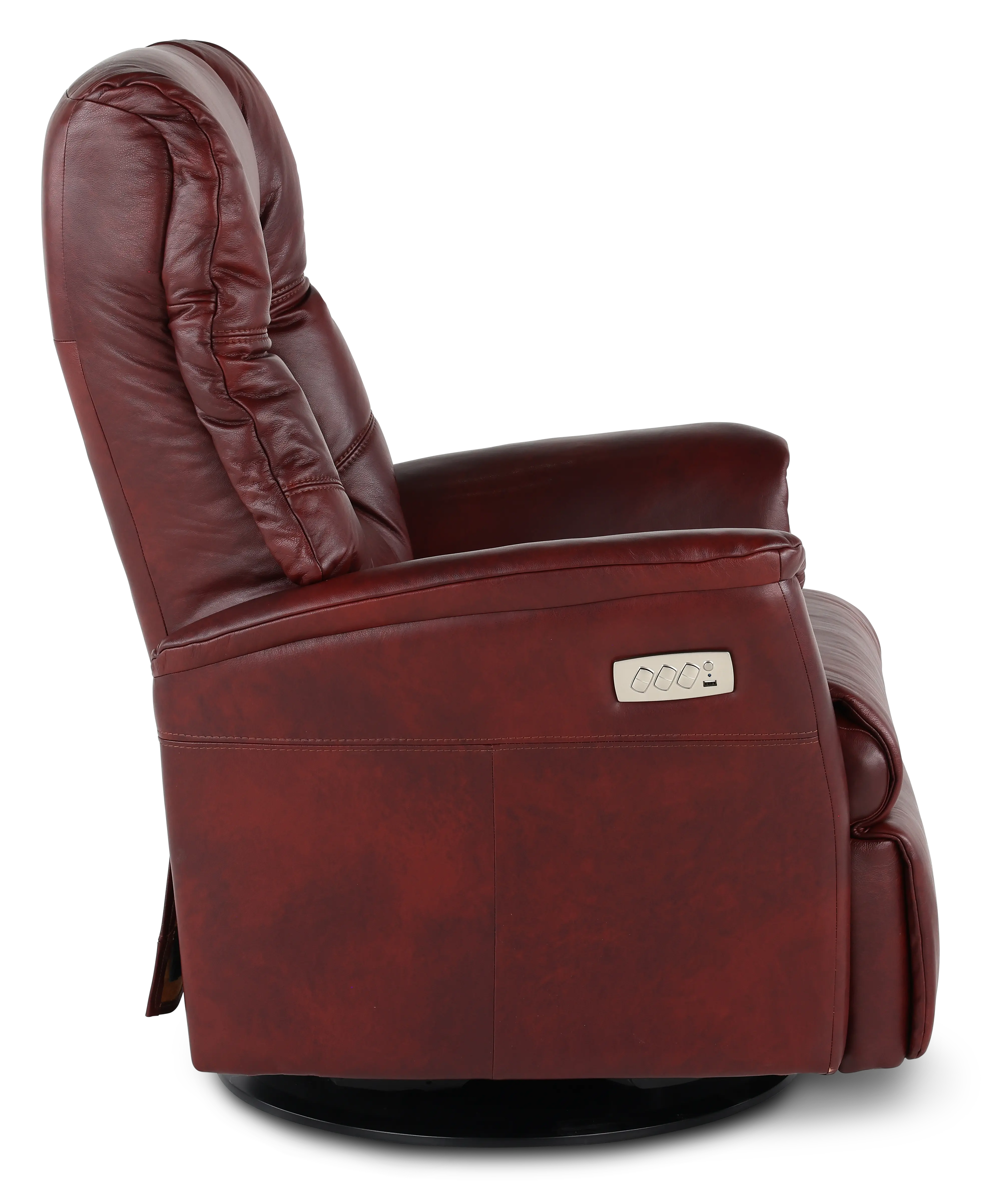 Boston Burgundy Leather Large Swivel Glider Power Recliner-5