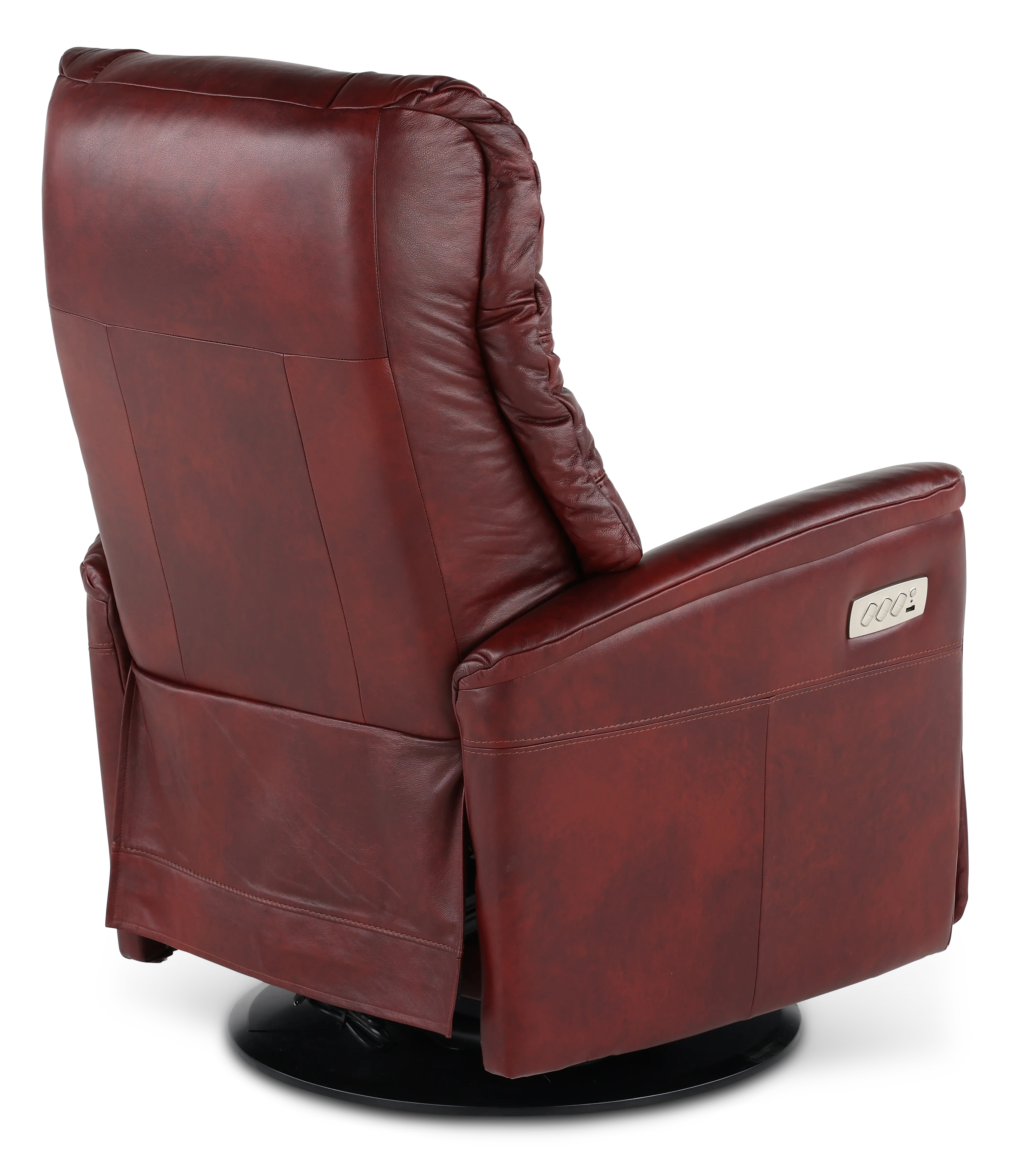 Boston Burgundy Leather Large Swivel Glider Power Recliner-6