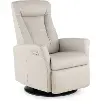 Grove Gray Standard Leather Swivel Glider Power Recliner with Adjustable Headrest