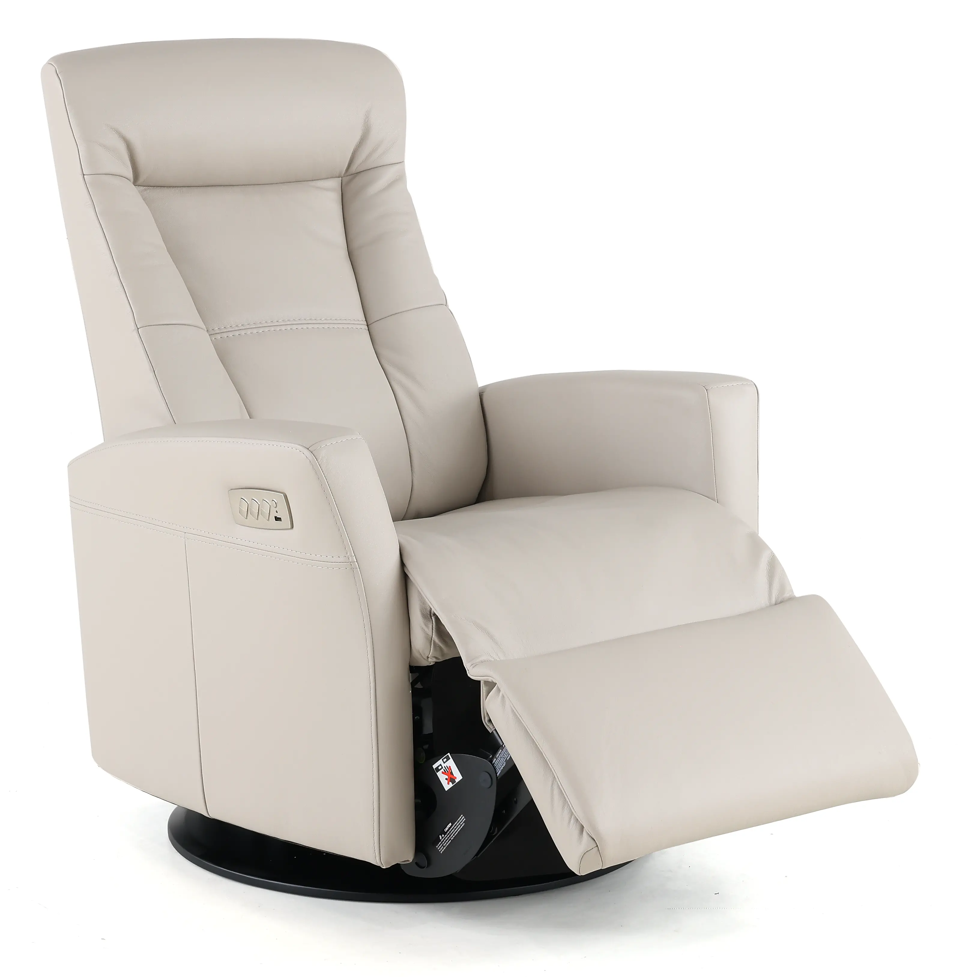 Grove Gray Standard Leather Swivel Glider Power Recliner with Adjustable Headrest-4