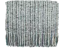 Teal Blue, Gray and Cream Stria Throw Blanket