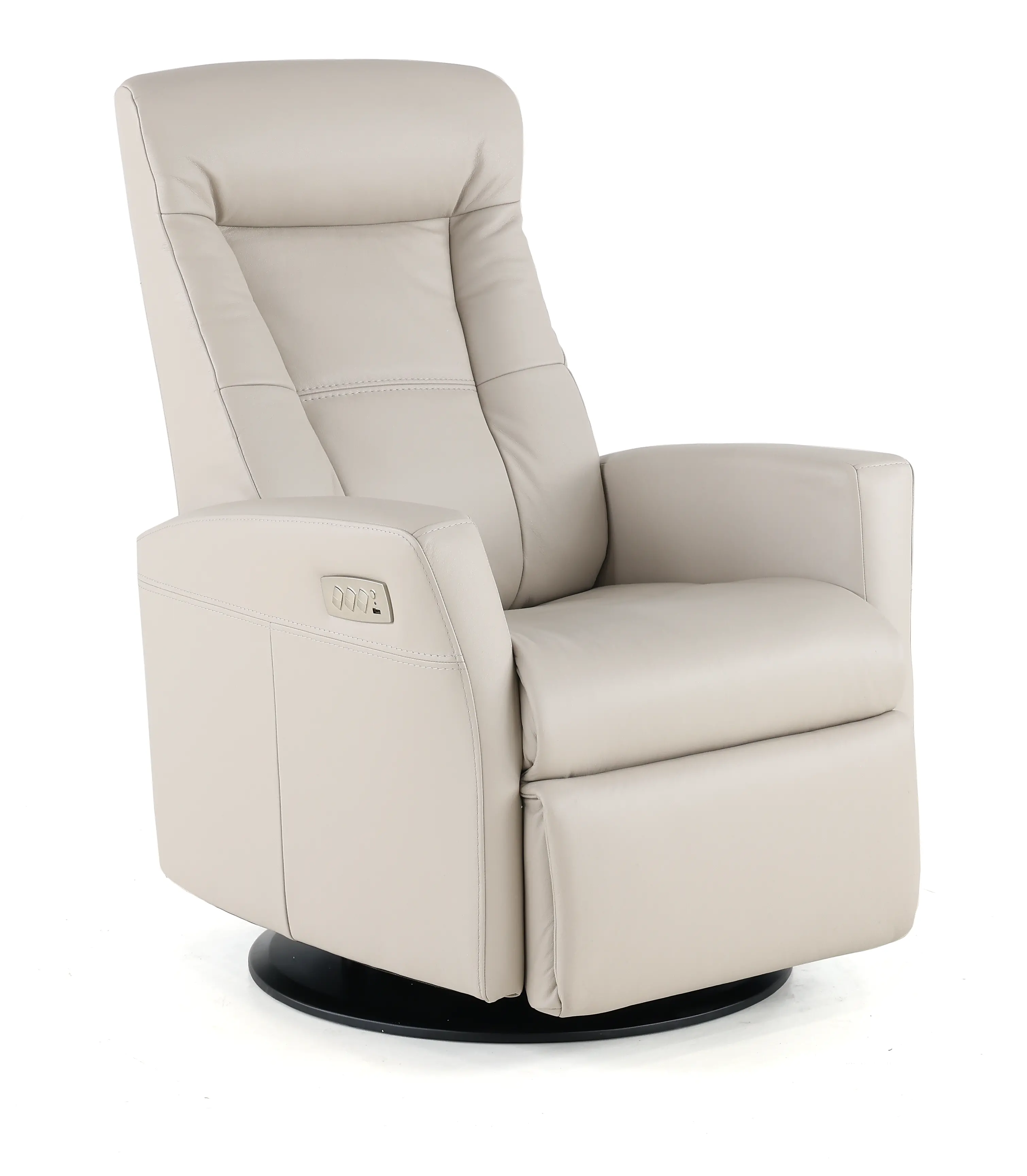 Grove Gray Large Leather Swivel Glider Power Recliner with Adjustable Headrest-1