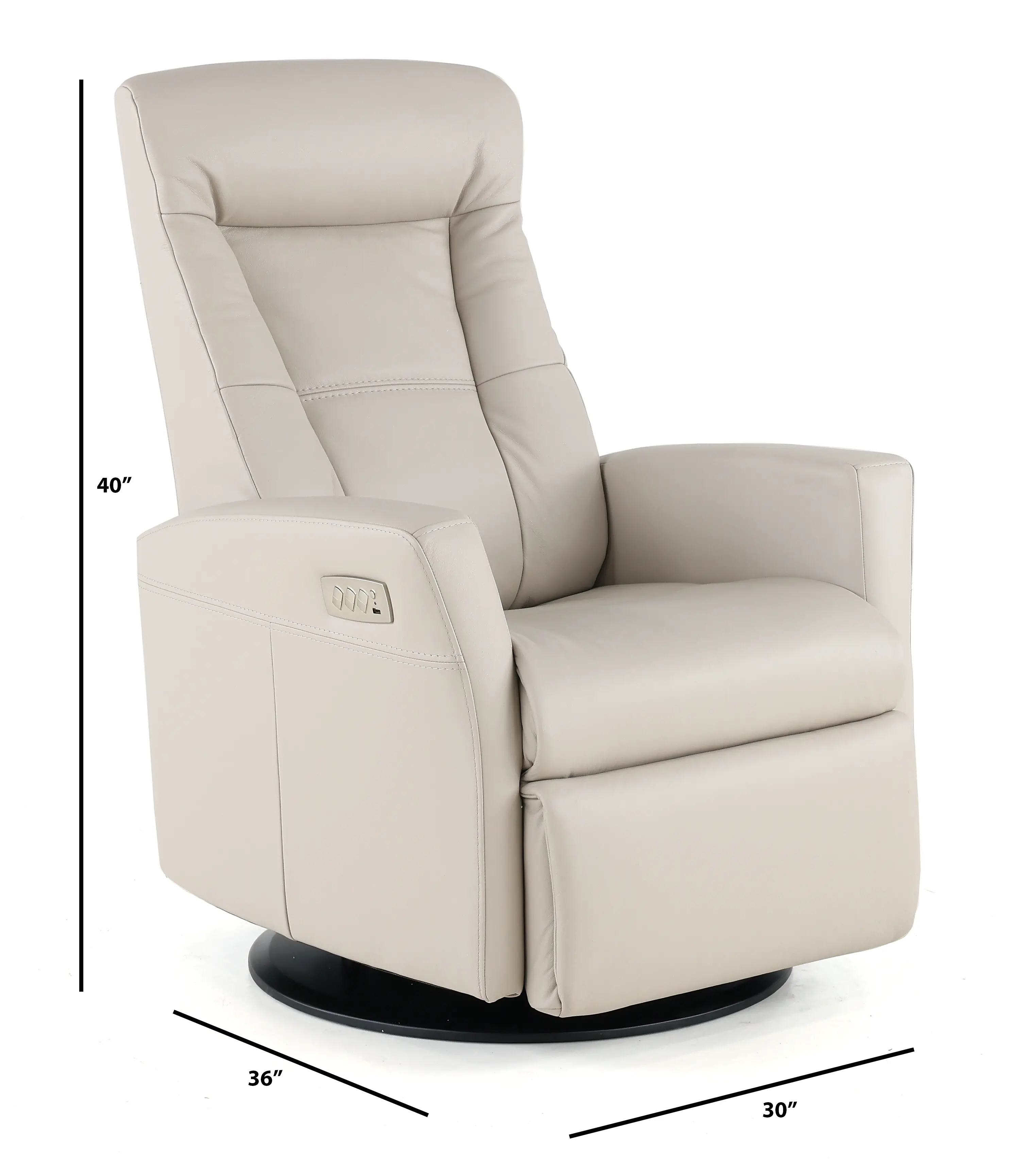 Grove Gray Large Leather Swivel Glider Power Recliner with Adjustable Headrest-3
