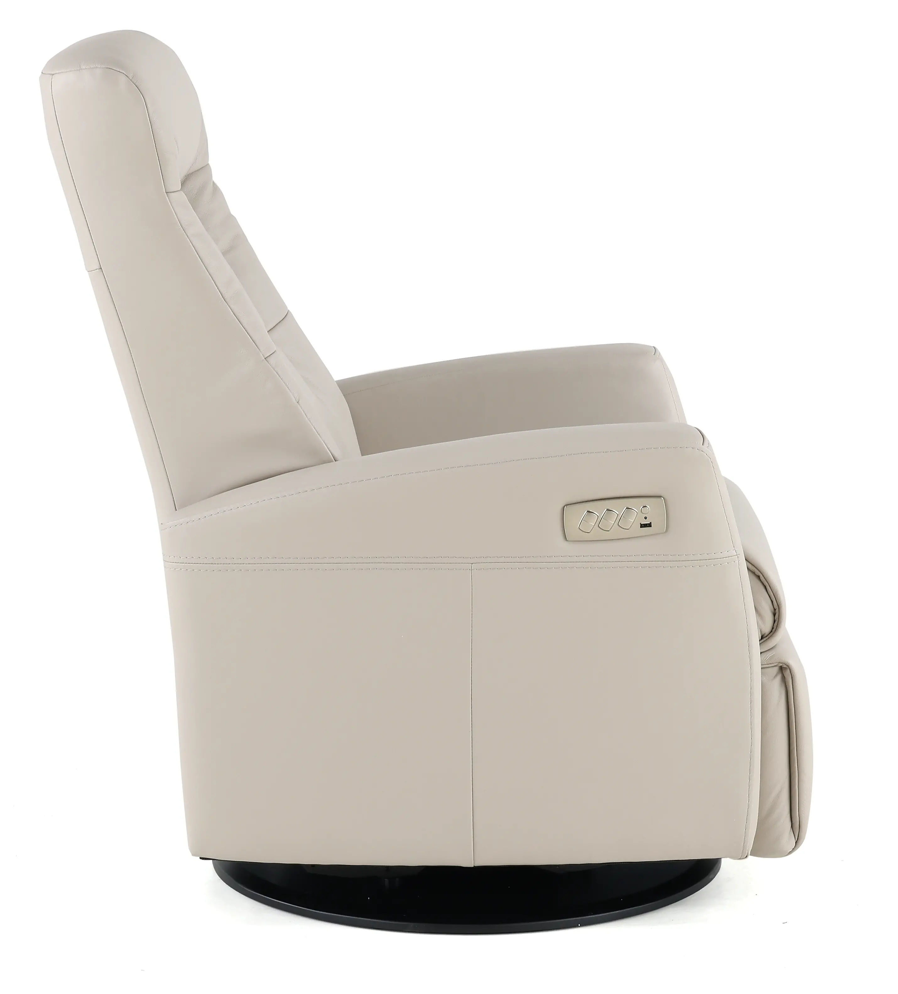 Grove Gray Large Leather Swivel Glider Power Recliner with Adjustable Headrest-5
