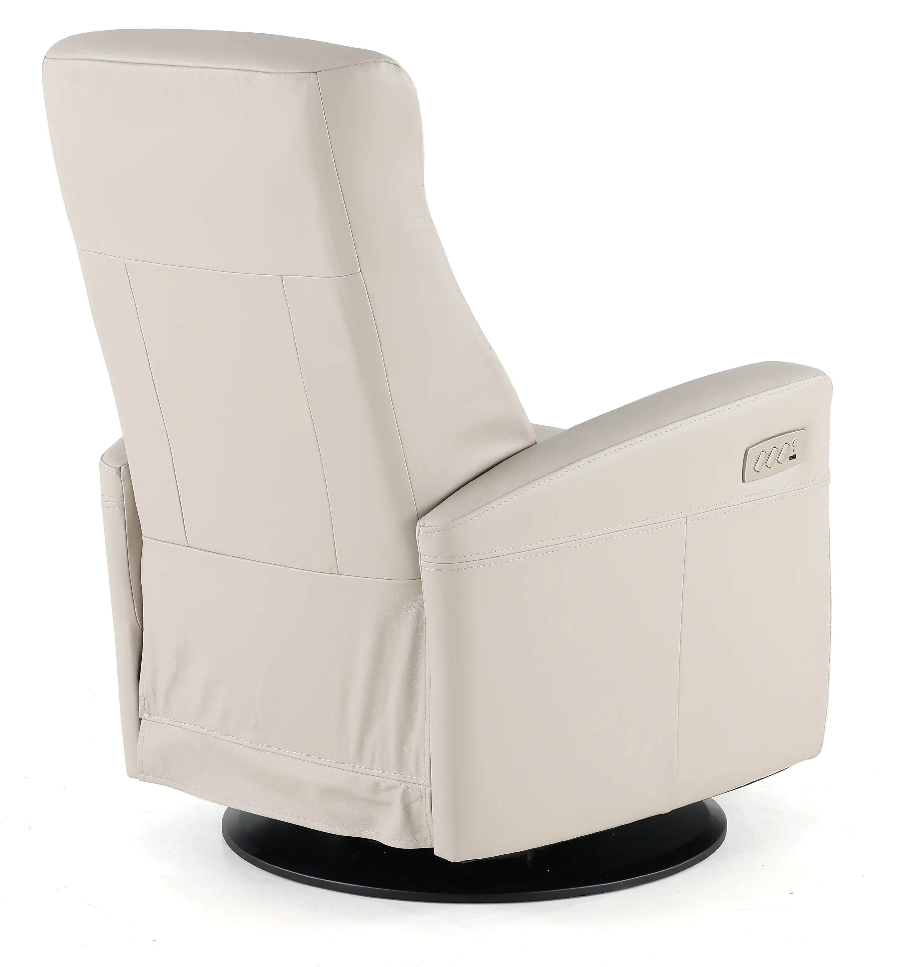 Grove Gray Large Leather Swivel Glider Power Recliner with Adjustable Headrest-6