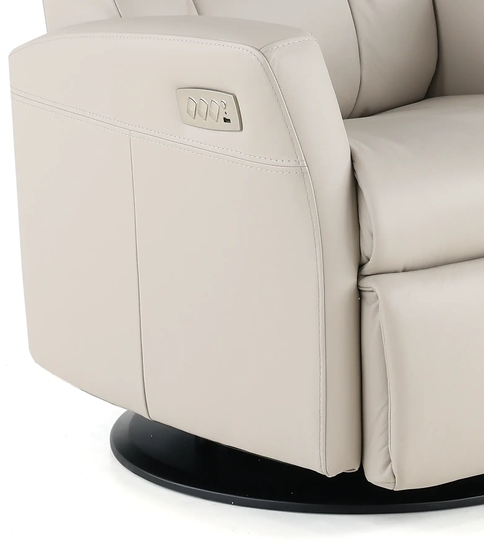 Grove Gray Large Leather Swivel Glider Power Recliner with Adjustable Headrest-8