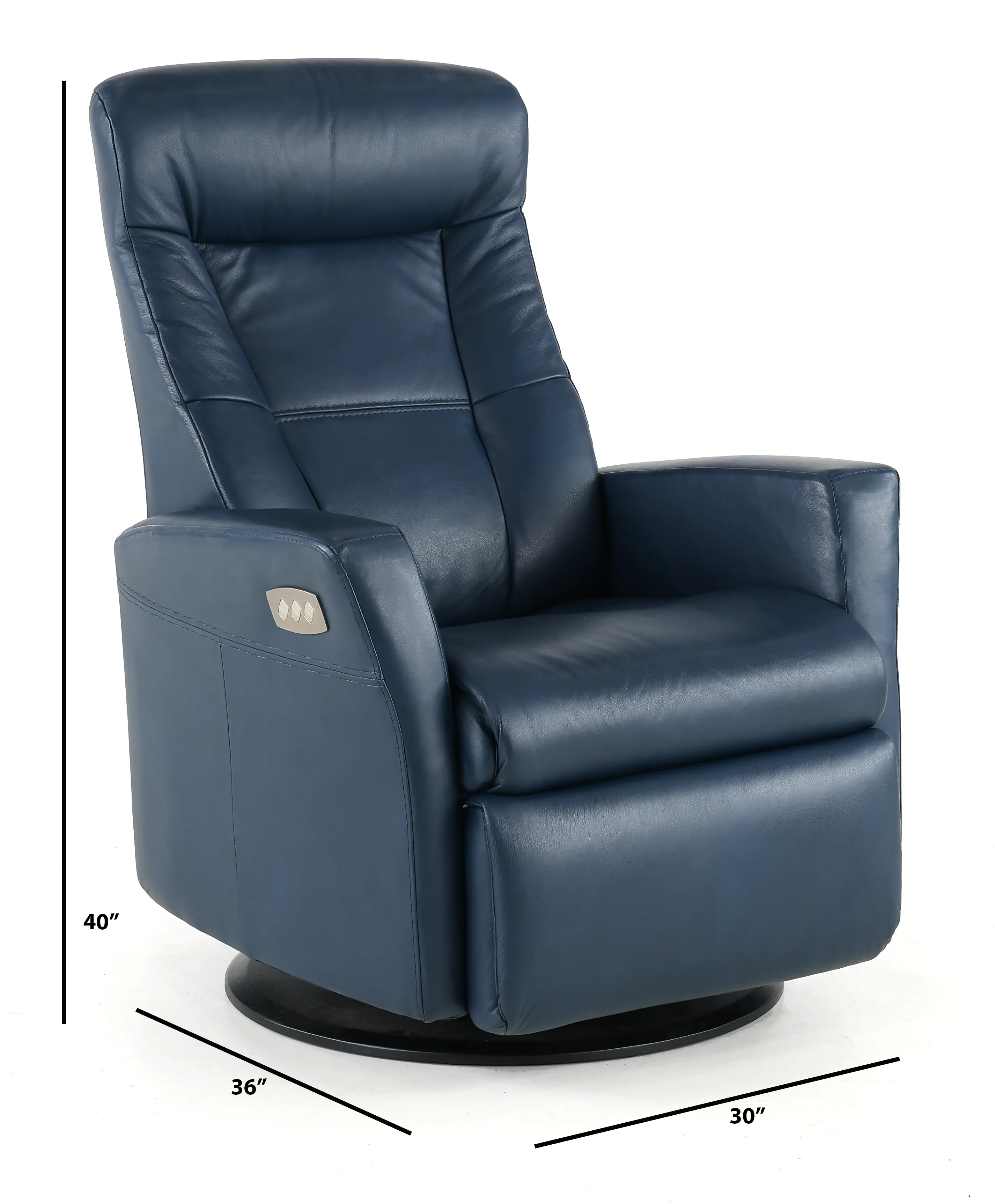 Grove Blue Standard Leather Swivel Glider Power Recliner with Adjustable Headrest-3