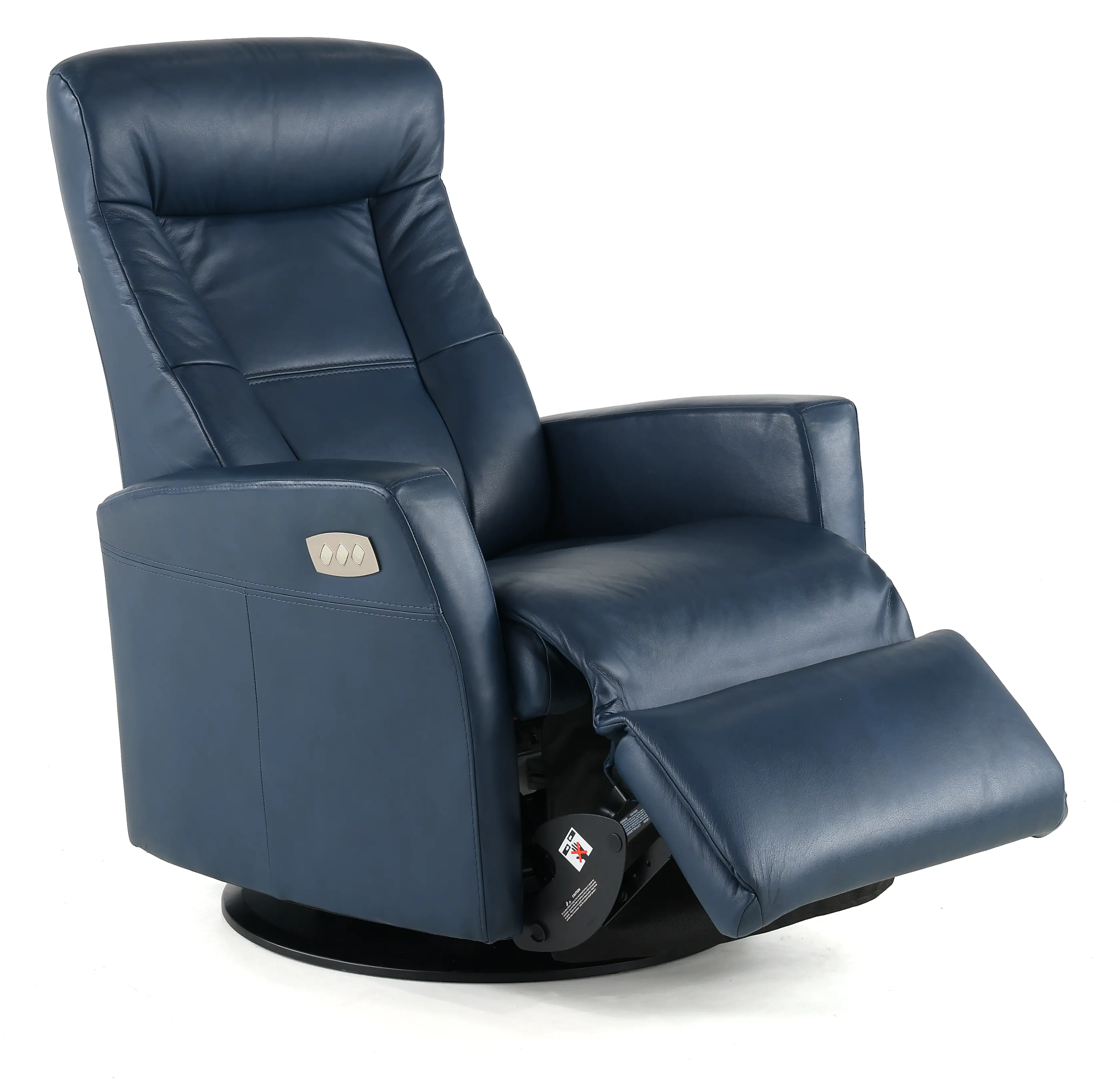 Grove Blue Standard Leather Swivel Glider Power Recliner with Adjustable Headrest-4