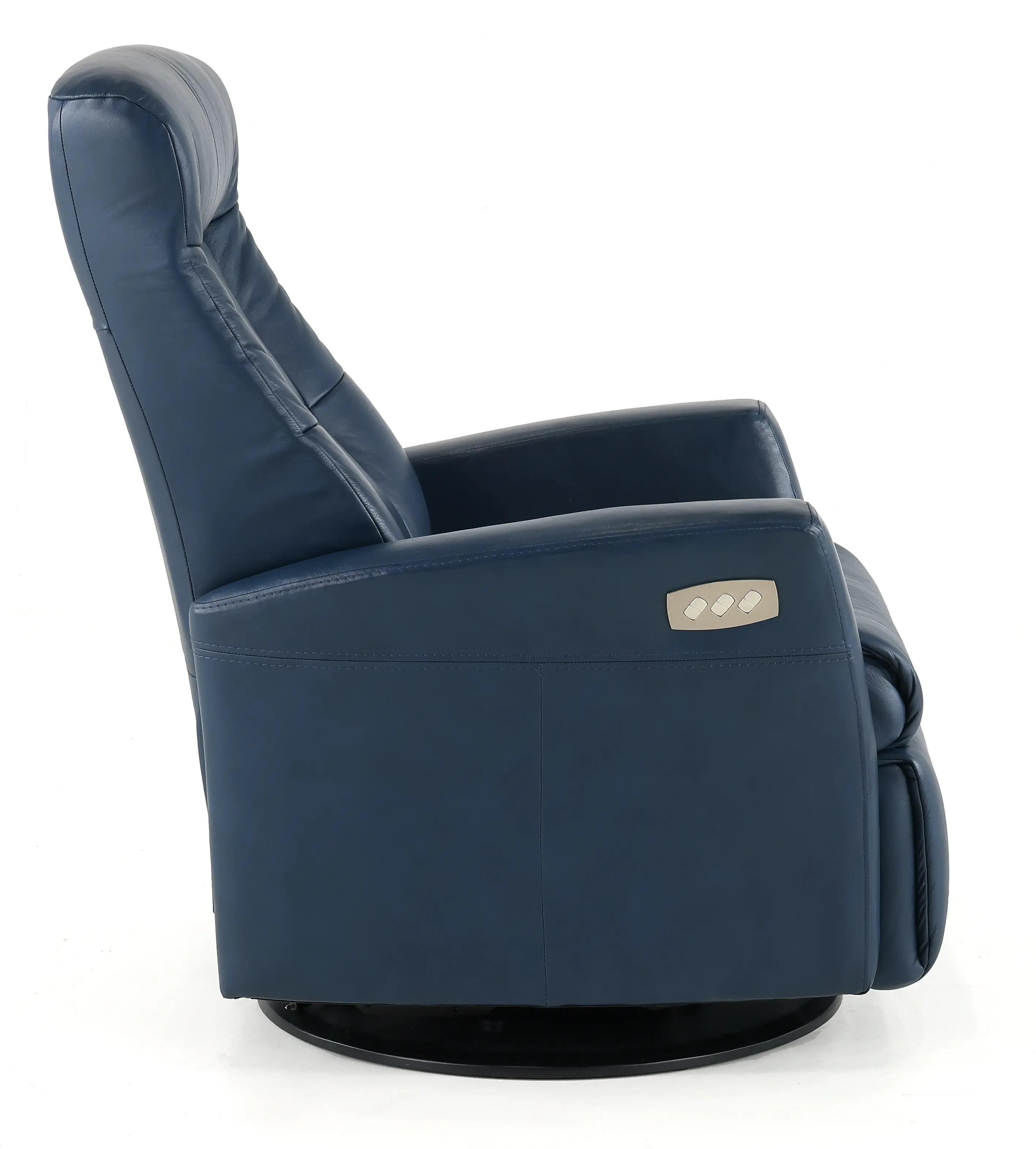 Grove Blue Standard Leather Swivel Glider Power Recliner with Adjustable Headrest-5