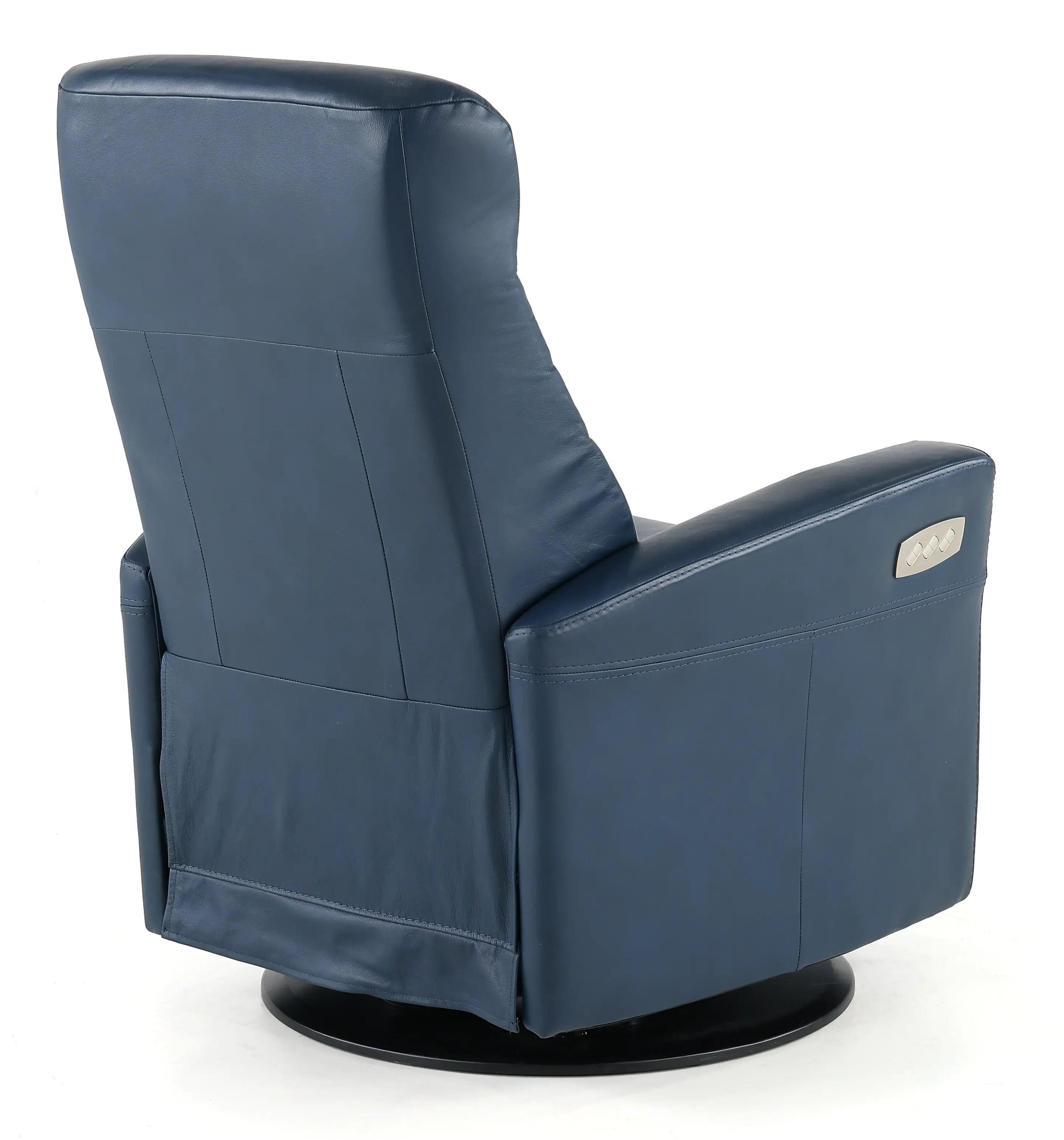Grove Blue Standard Leather Swivel Glider Power Recliner with Adjustable Headrest-6