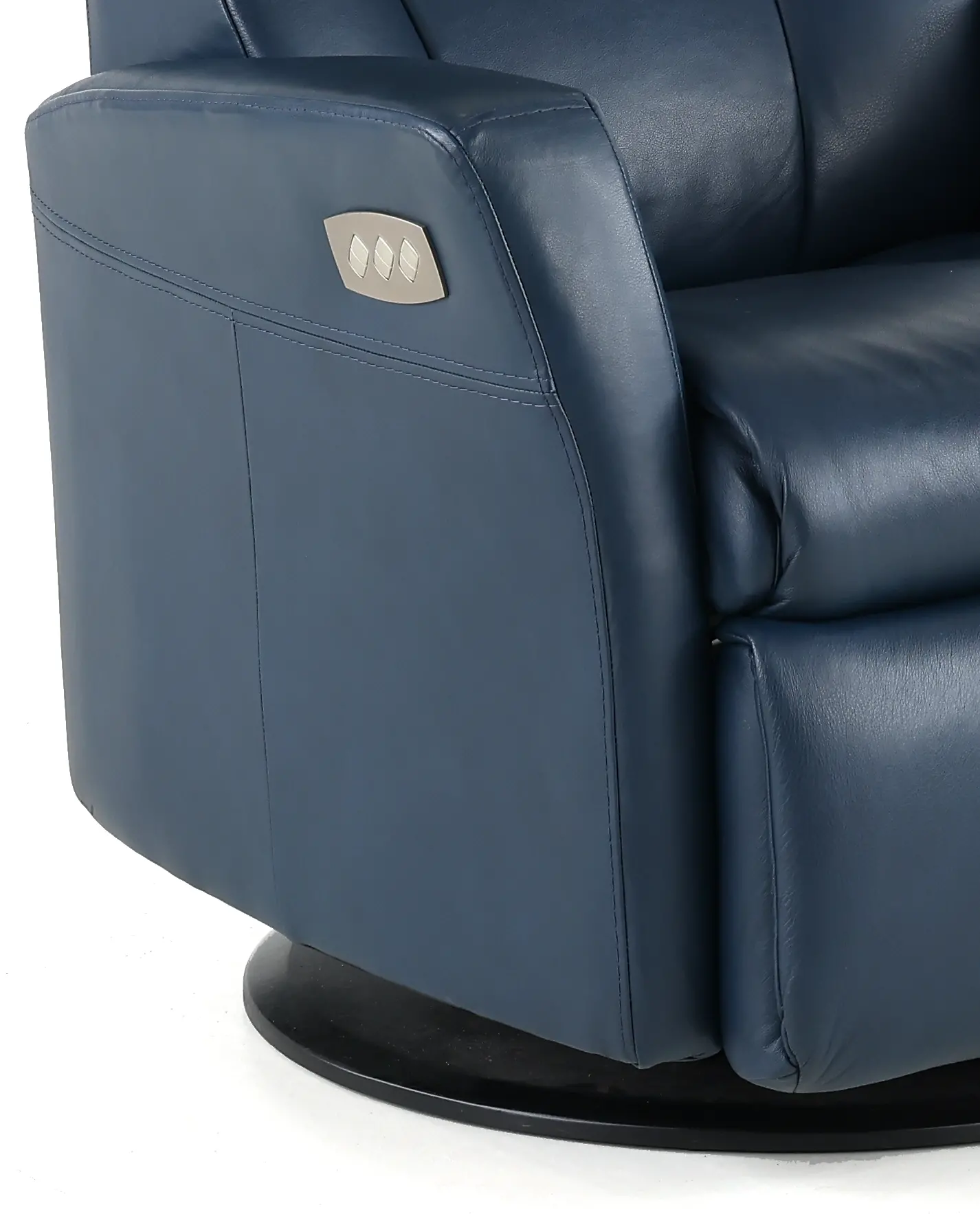 Grove Blue Standard Leather Swivel Glider Power Recliner with Adjustable Headrest-8