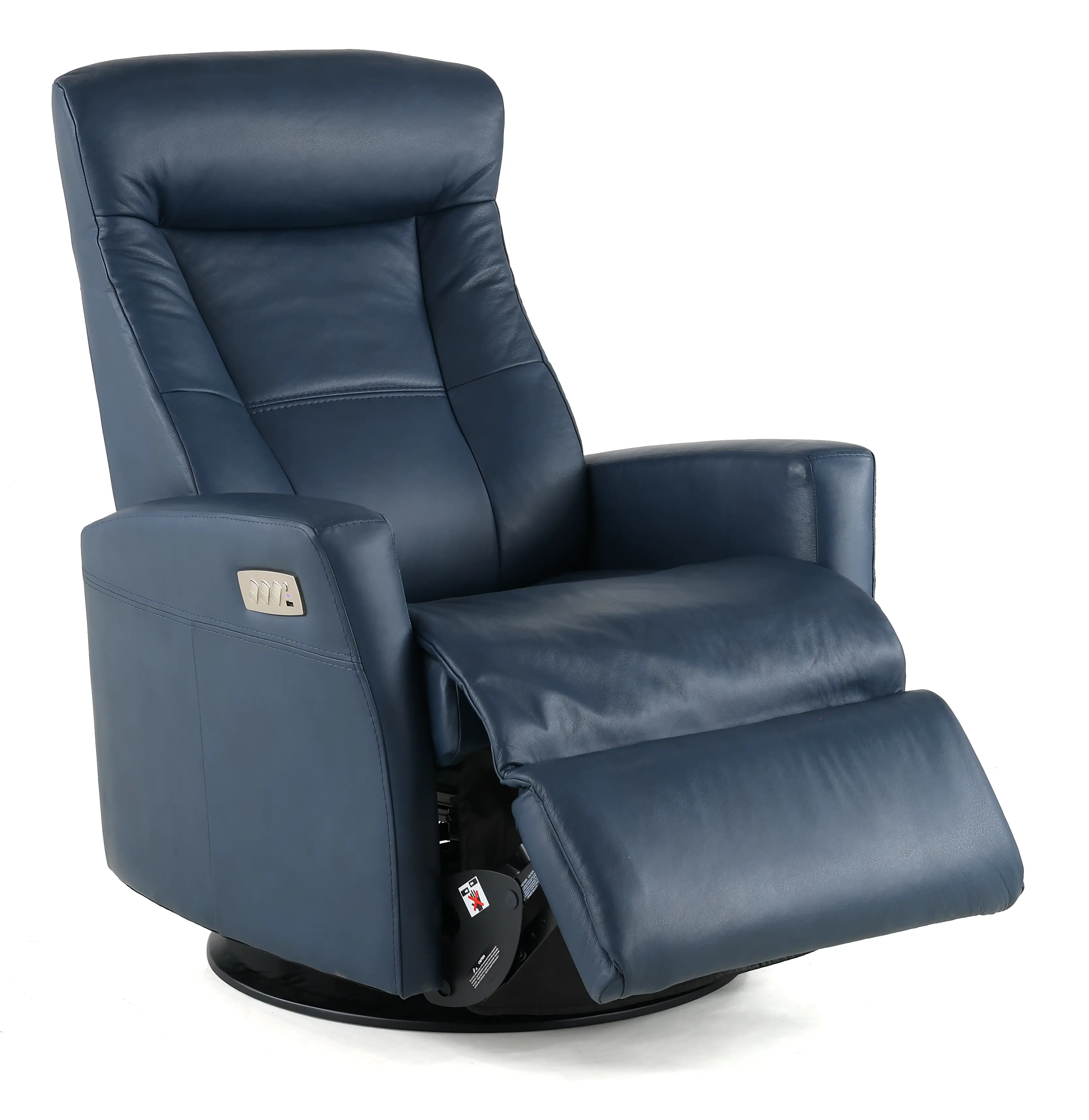 Grove Blue Large Leather Swivel Glider Power Recliner with Adjustable Headrest-5