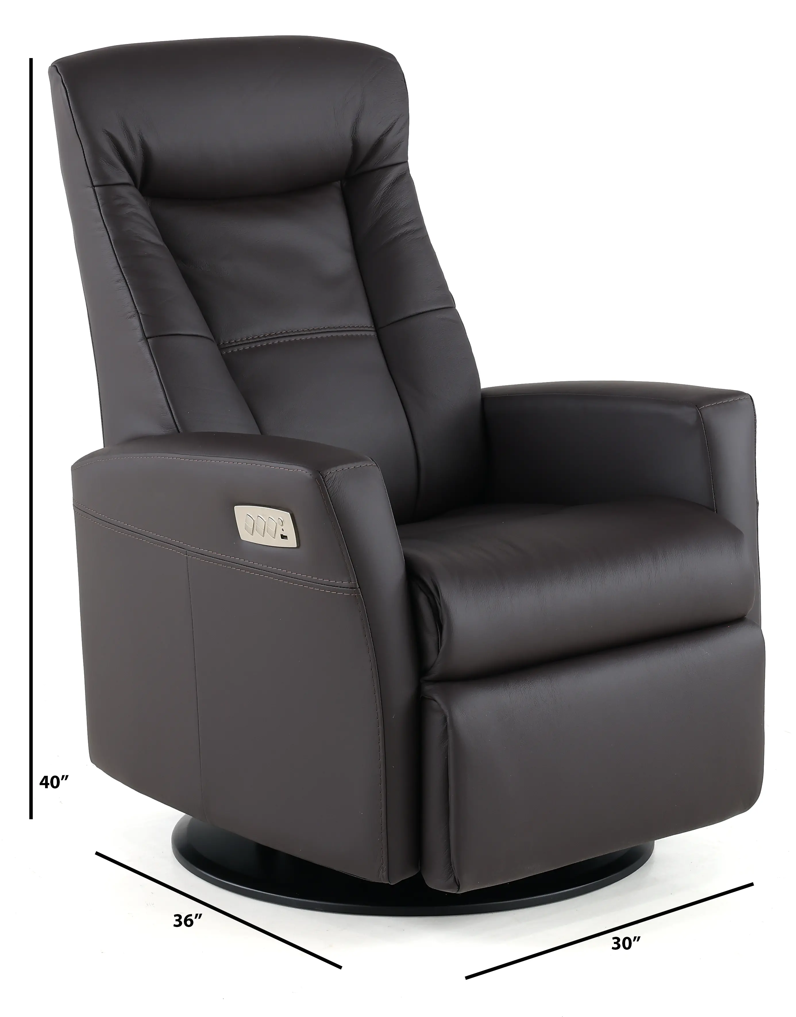 Grove Brown Standard Leather Swivel Glider Power Recliner with Adjustable Headrest-3