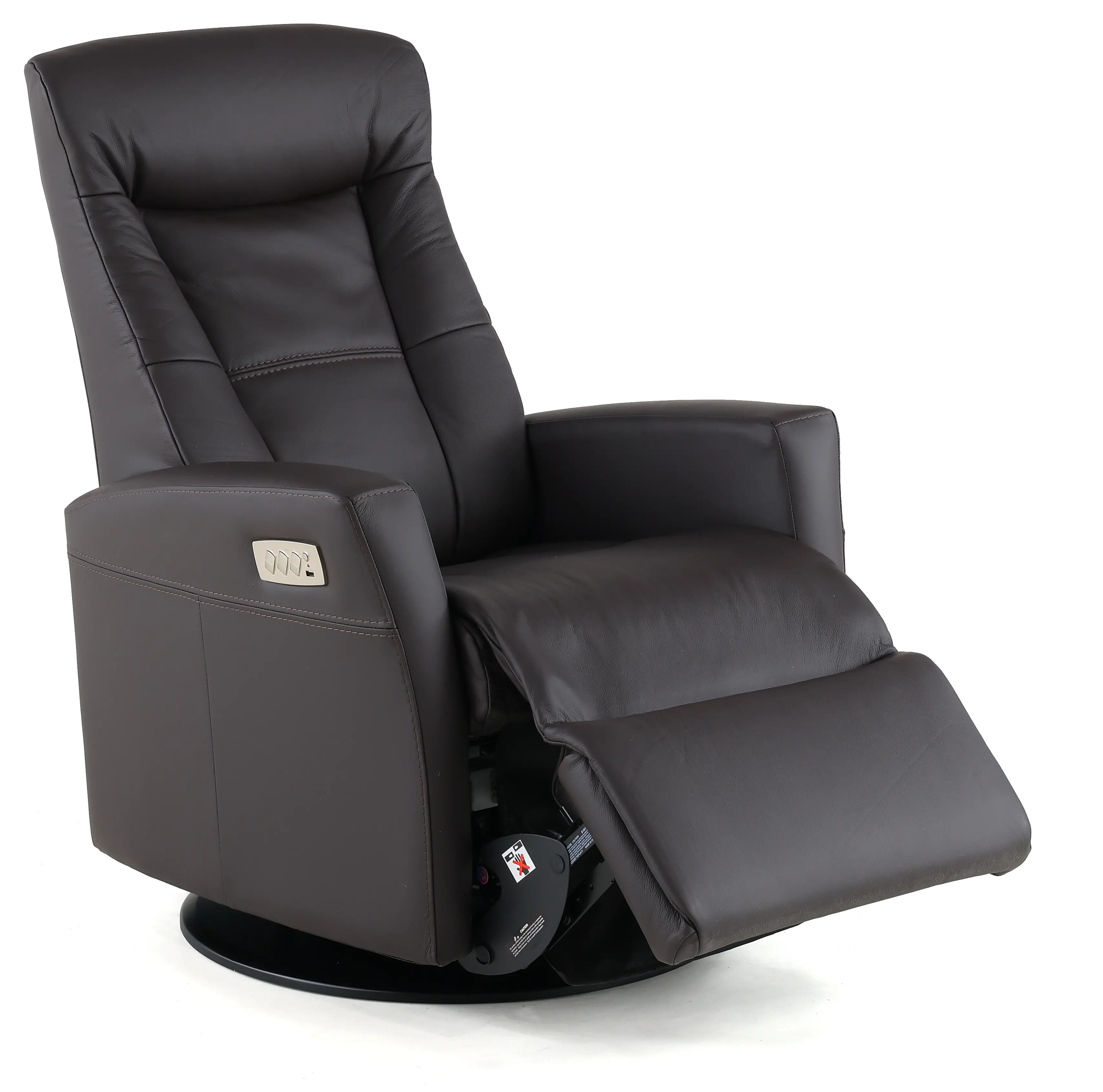 Grove Brown Standard Leather Swivel Glider Power Recliner with Adjustable Headrest-4