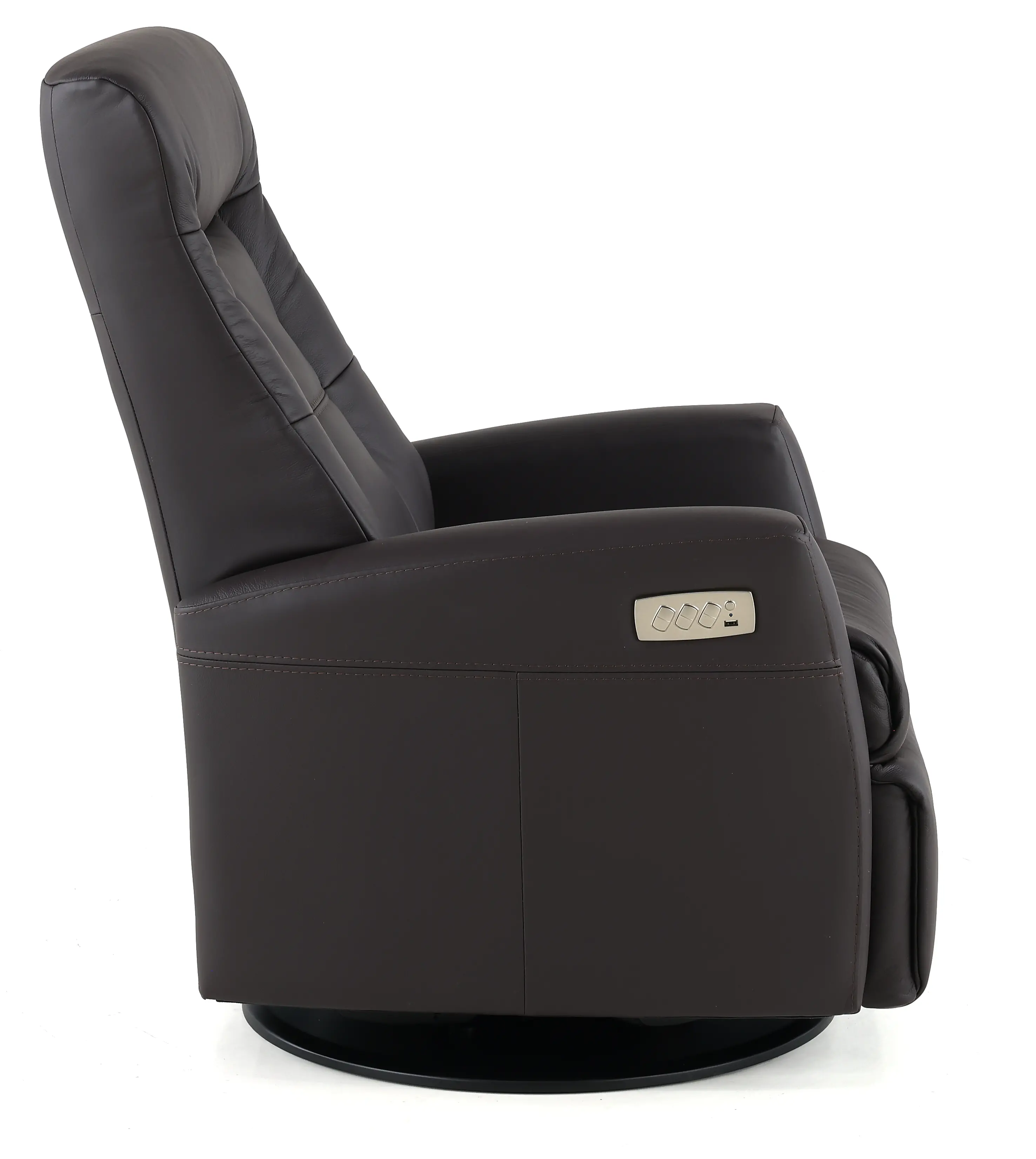 Grove Brown Standard Leather Swivel Glider Power Recliner with Adjustable Headrest-5